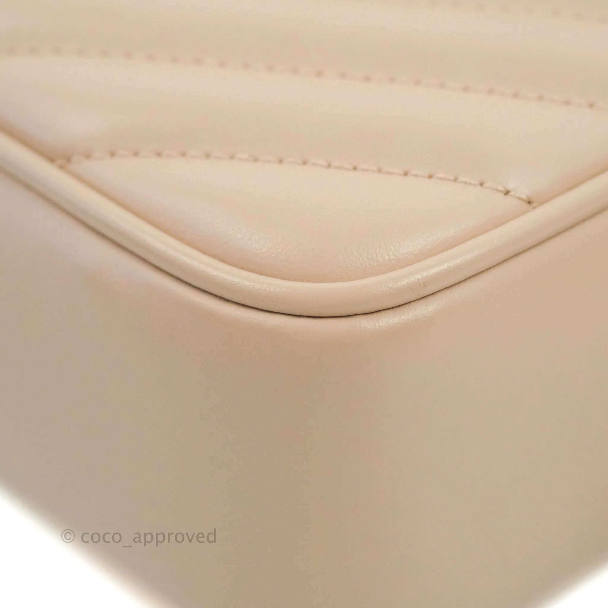 Saint Laurent Lou Quilted Camera Bag Pale Pink Calfskin Ruthenium Hardware