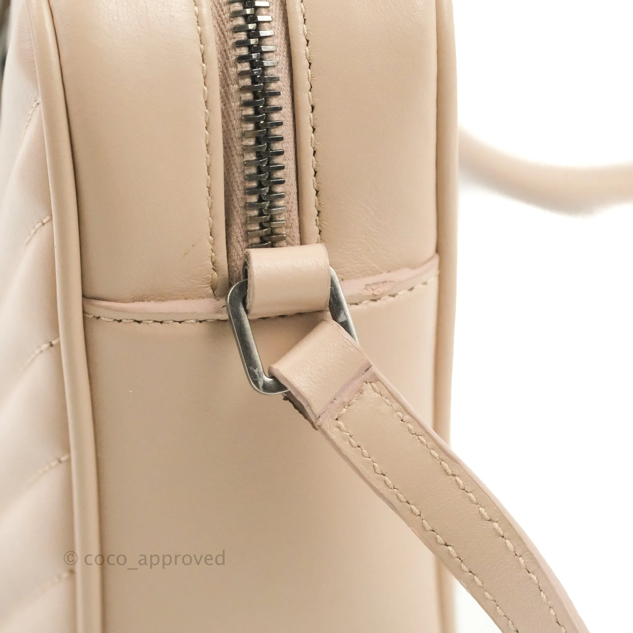 Saint Laurent Lou Quilted Camera Bag Pale Pink Calfskin Ruthenium Hardware