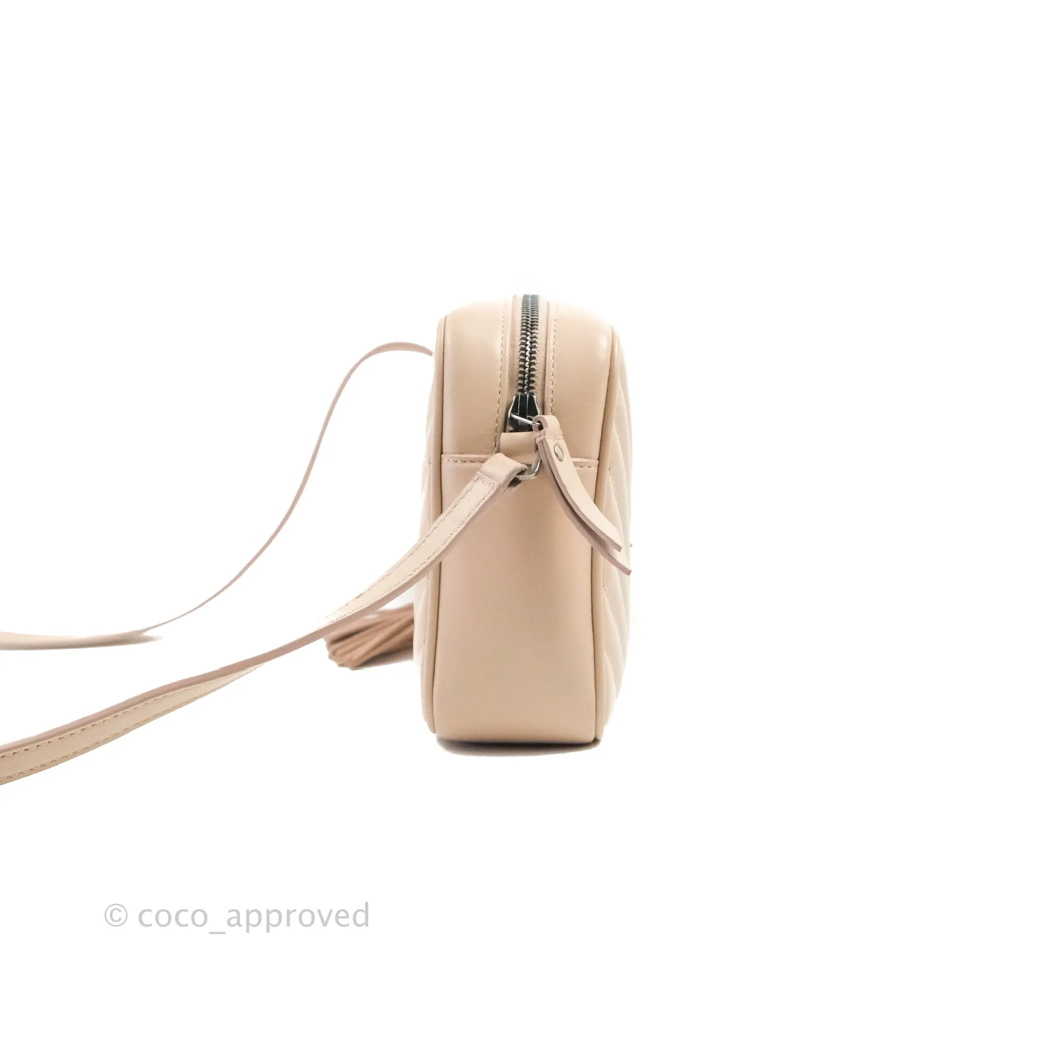 Saint Laurent Lou Quilted Camera Bag Pale Pink Calfskin Ruthenium Hardware