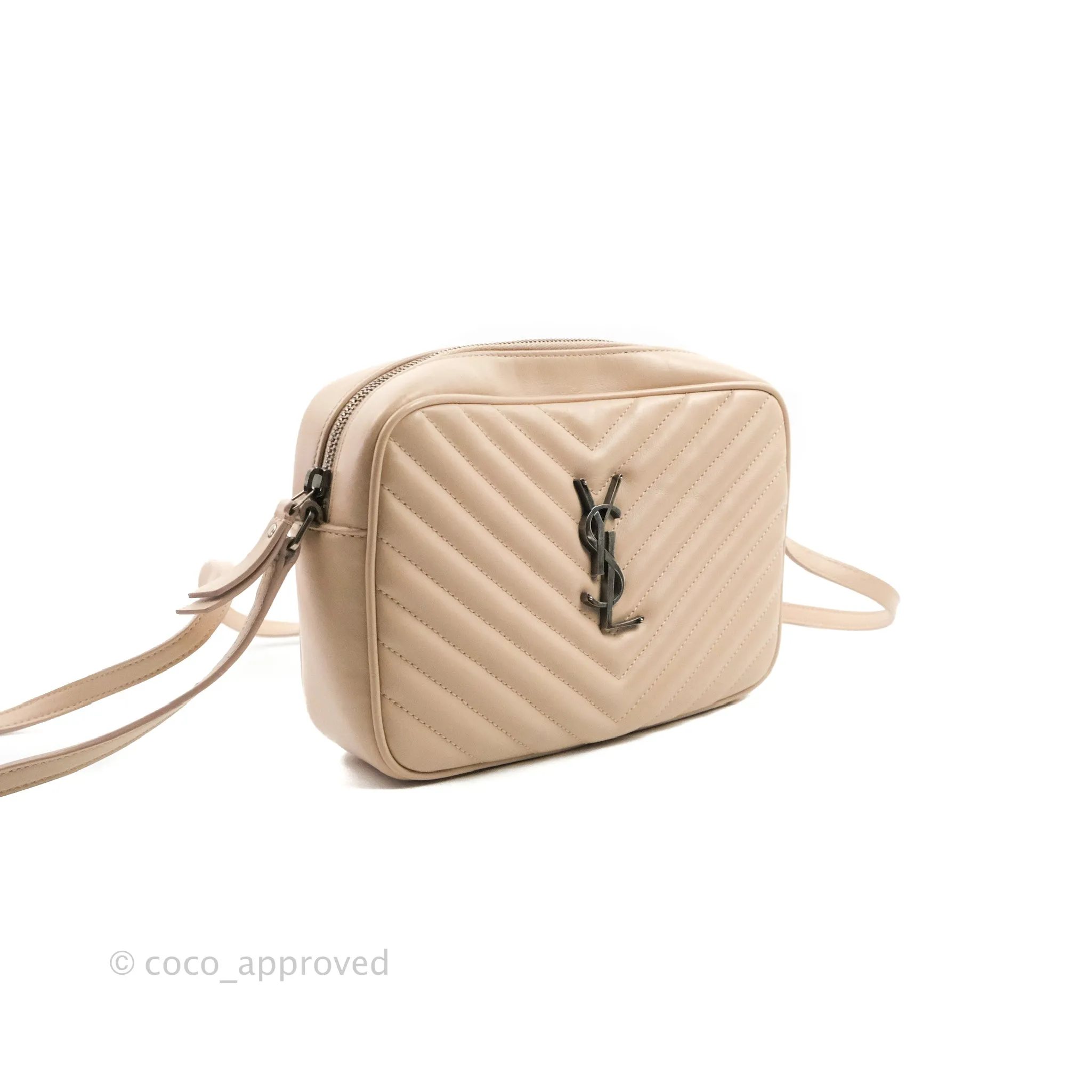 Saint Laurent Lou Quilted Camera Bag Pale Pink Calfskin Ruthenium Hardware