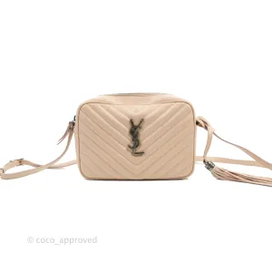 Saint Laurent Lou Quilted Camera Bag Pale Pink Calfskin Ruthenium Hardware