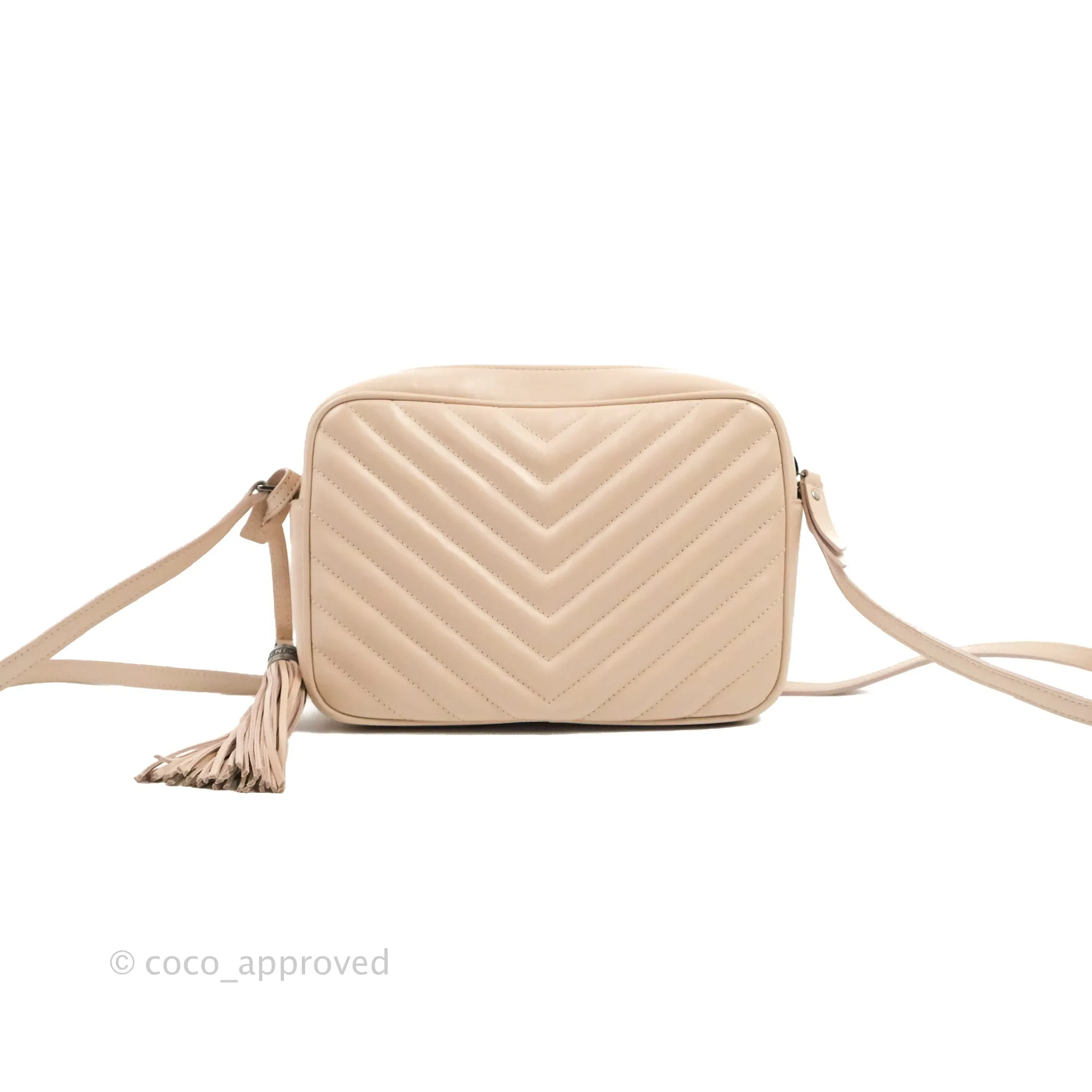 Saint Laurent Lou Quilted Camera Bag Pale Pink Calfskin Ruthenium Hardware