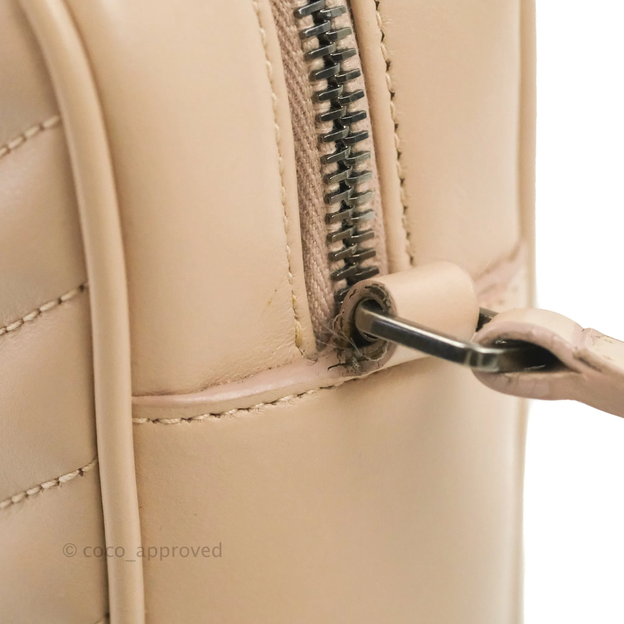 Saint Laurent Lou Quilted Camera Bag Pale Pink Calfskin Ruthenium Hardware