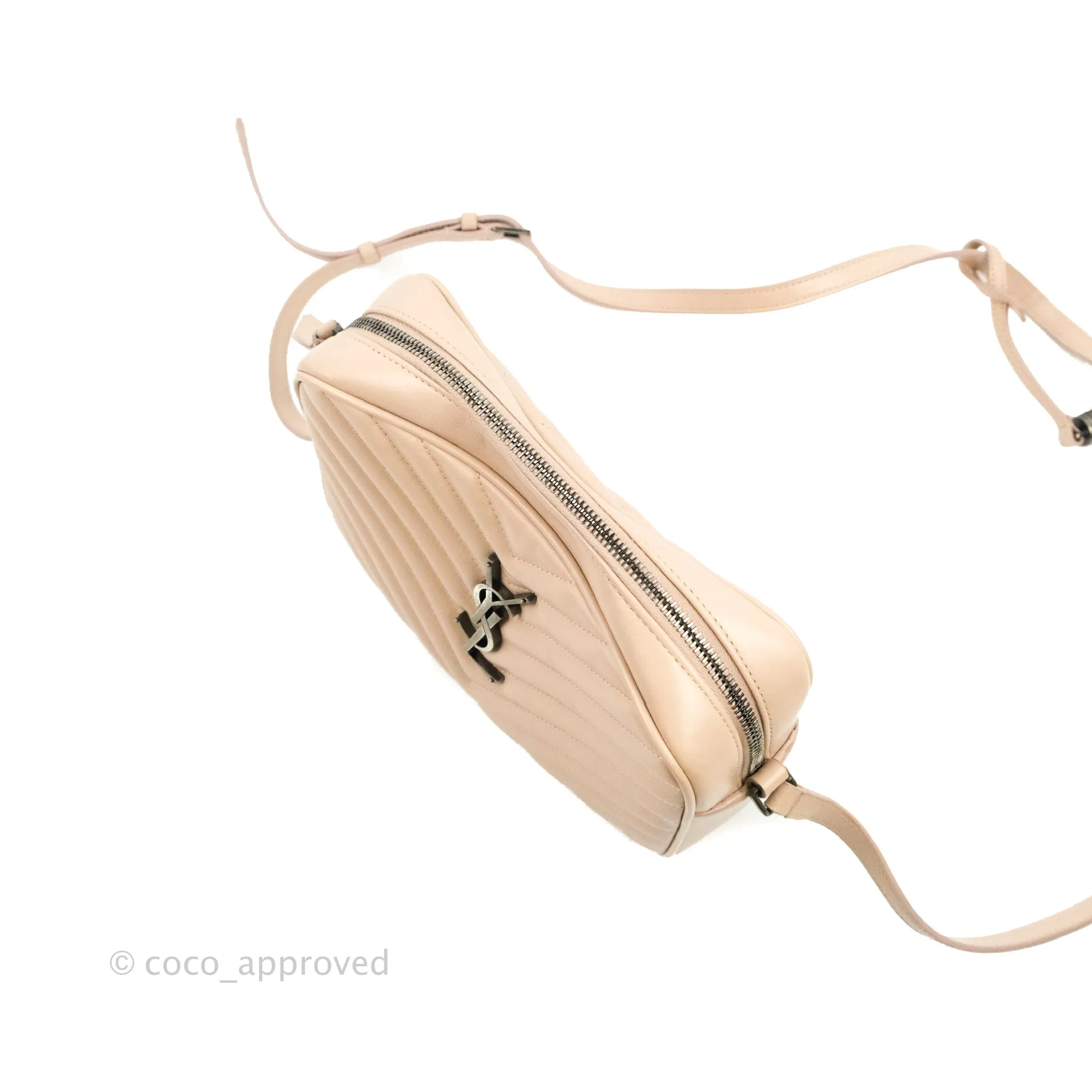 Saint Laurent Lou Quilted Camera Bag Pale Pink Calfskin Ruthenium Hardware