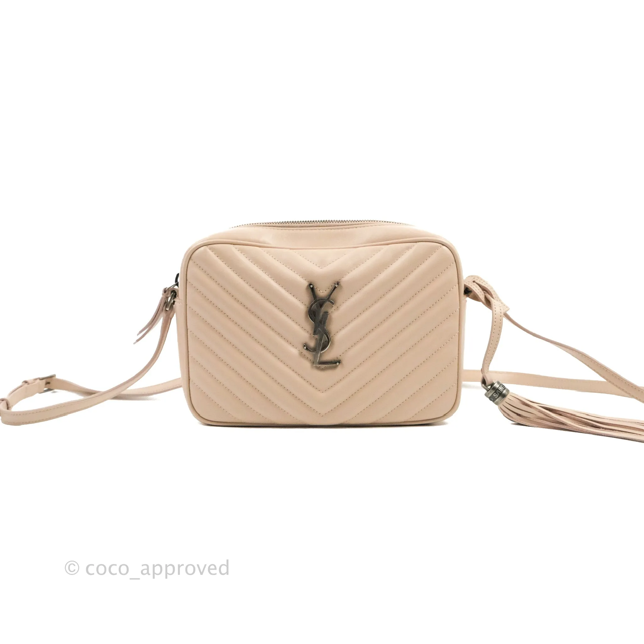 Saint Laurent Lou Quilted Camera Bag Pale Pink Calfskin Ruthenium Hardware