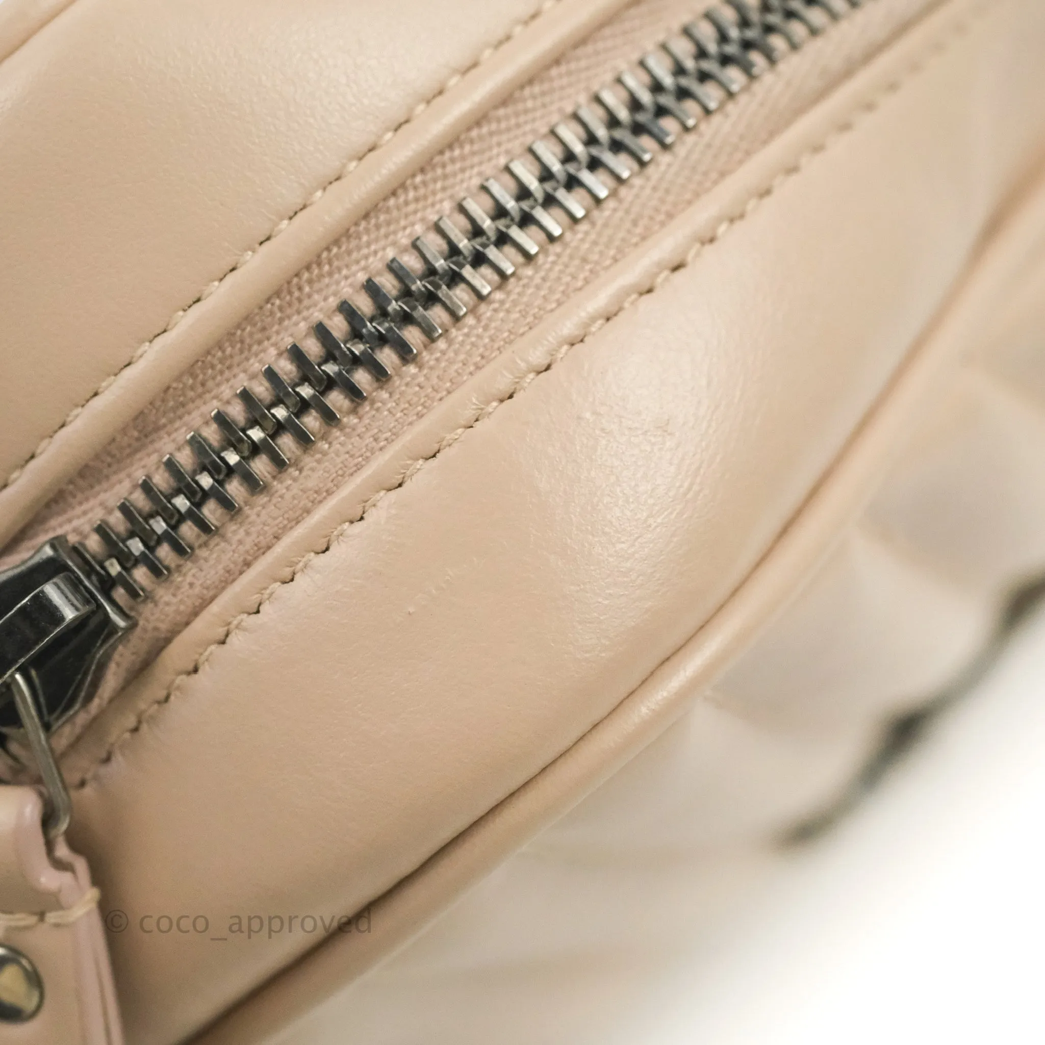 Saint Laurent Lou Quilted Camera Bag Pale Pink Calfskin Ruthenium Hardware
