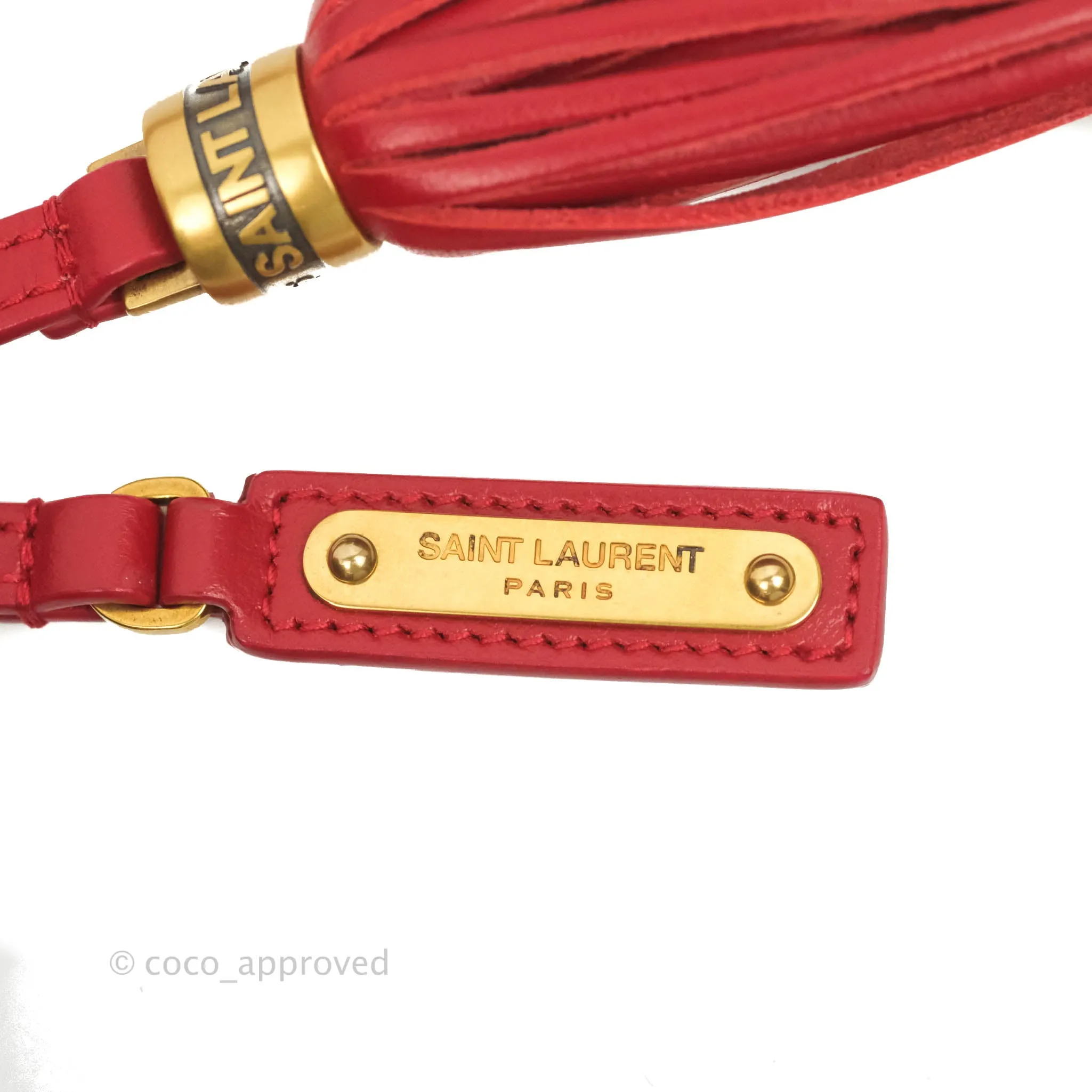 Saint Laurent Lou Quilted Camera Bag Red Calfskin Gold Hardware