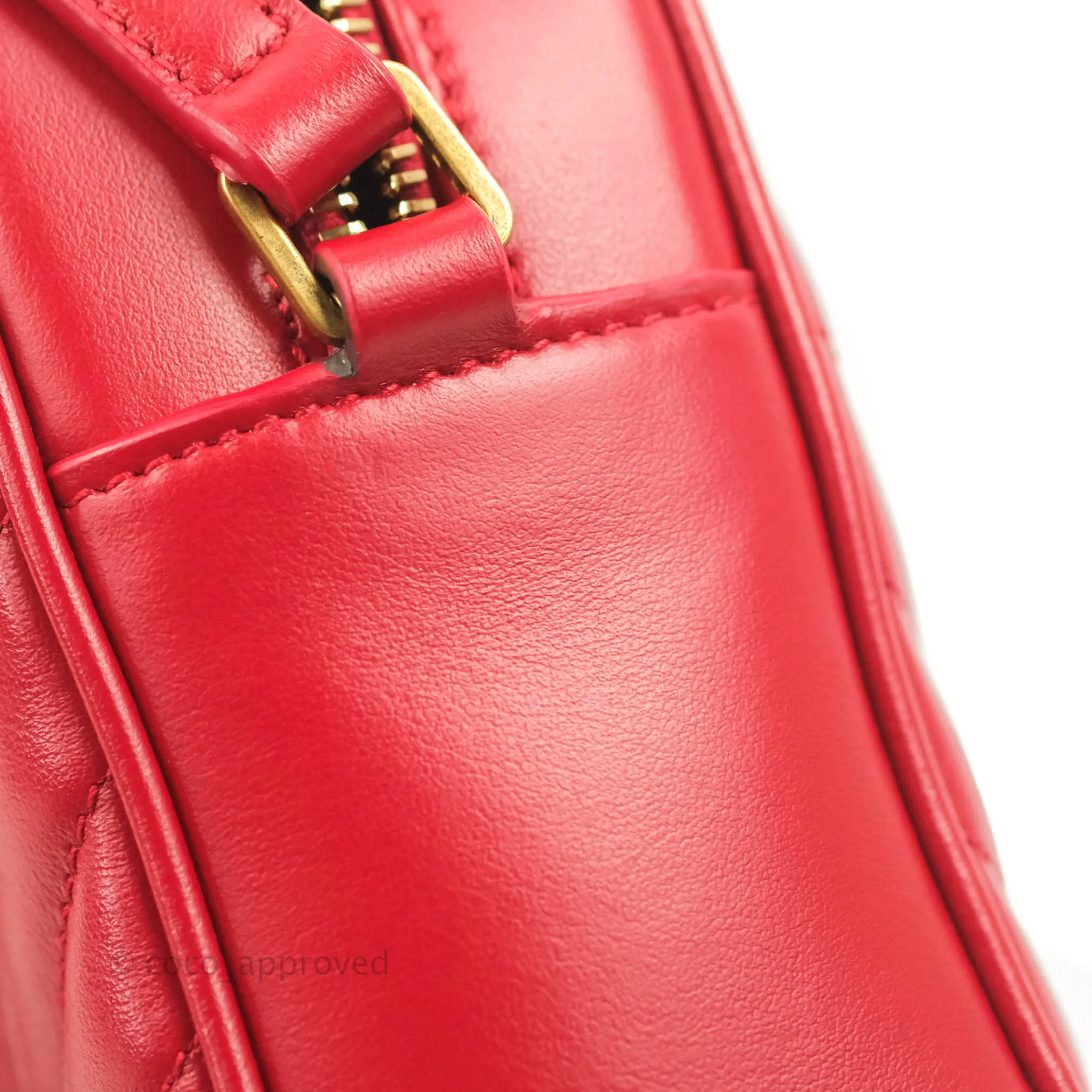 Saint Laurent Lou Quilted Camera Bag Red Calfskin Gold Hardware