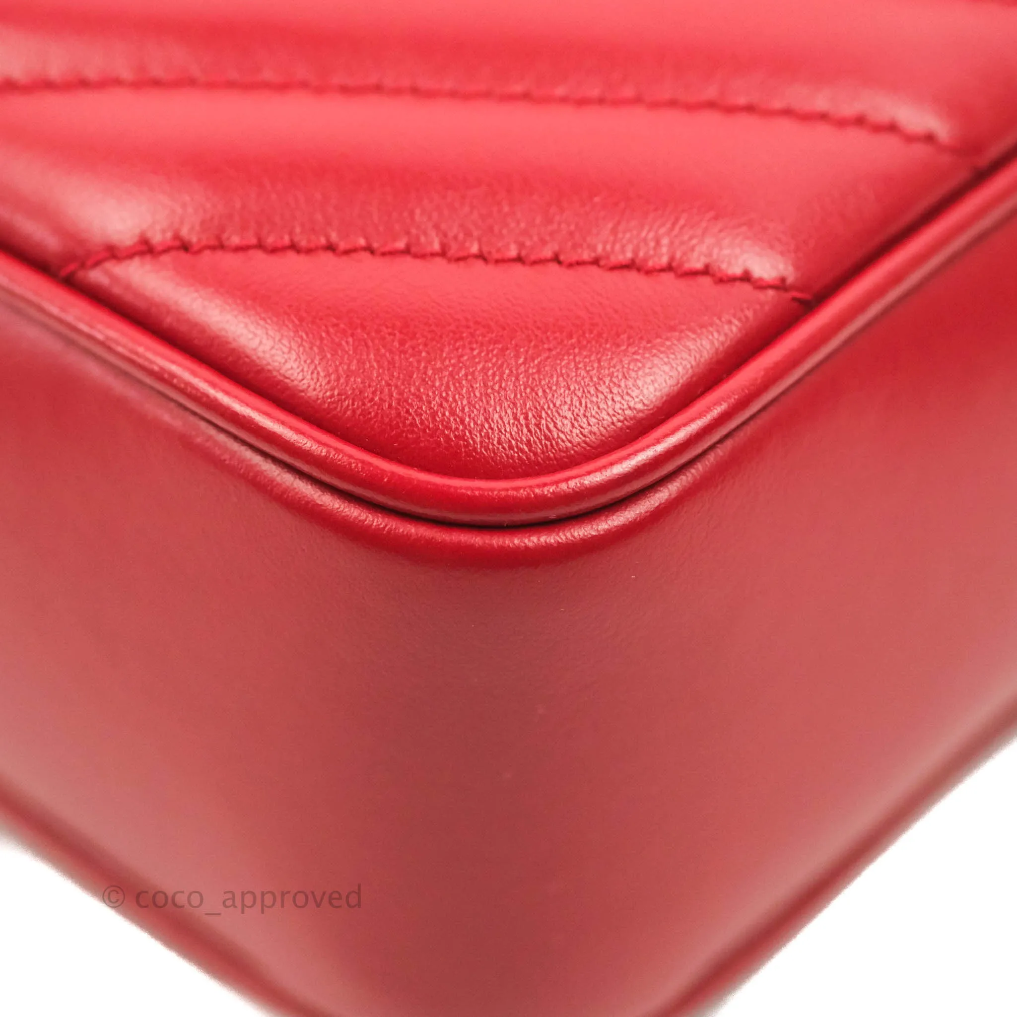 Saint Laurent Lou Quilted Camera Bag Red Calfskin Gold Hardware