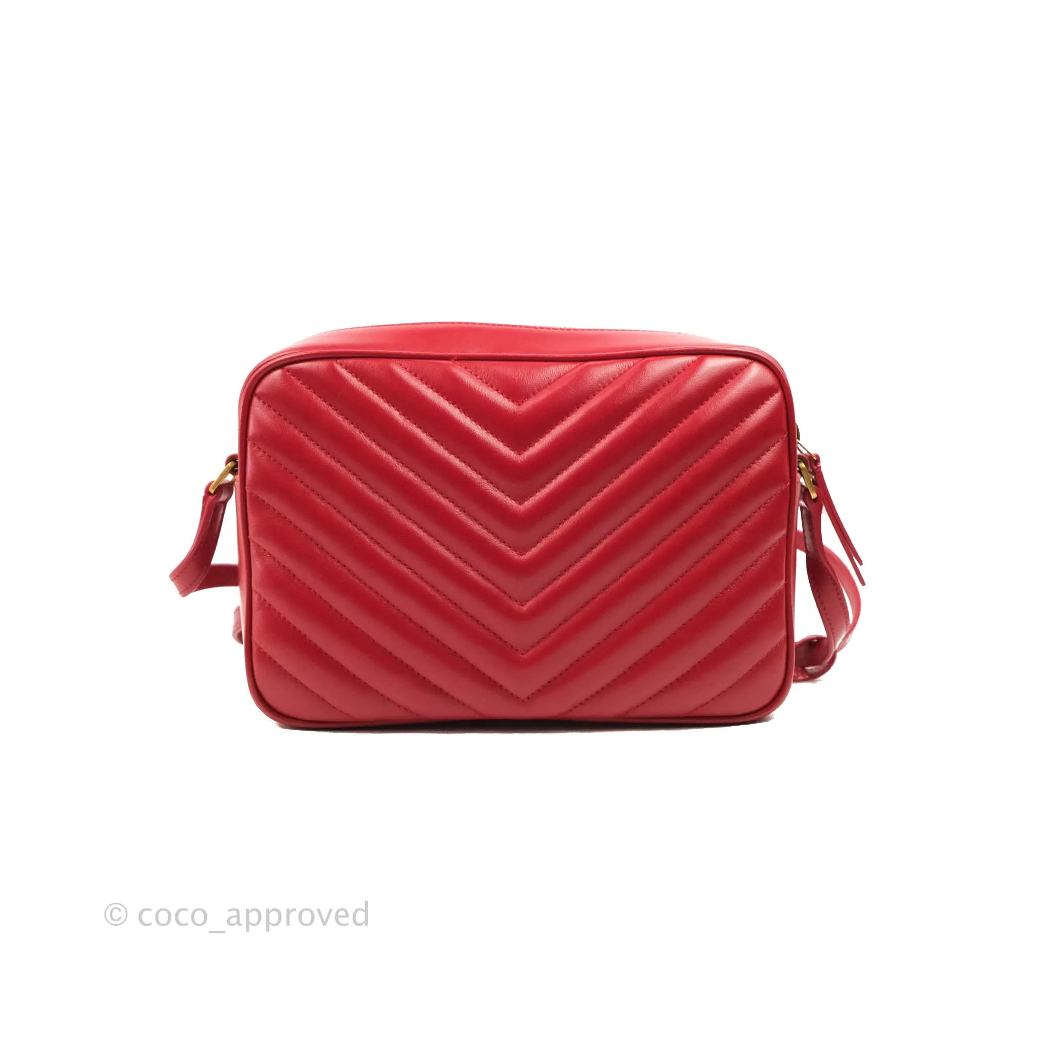 Saint Laurent Lou Quilted Camera Bag Red Calfskin Gold Hardware