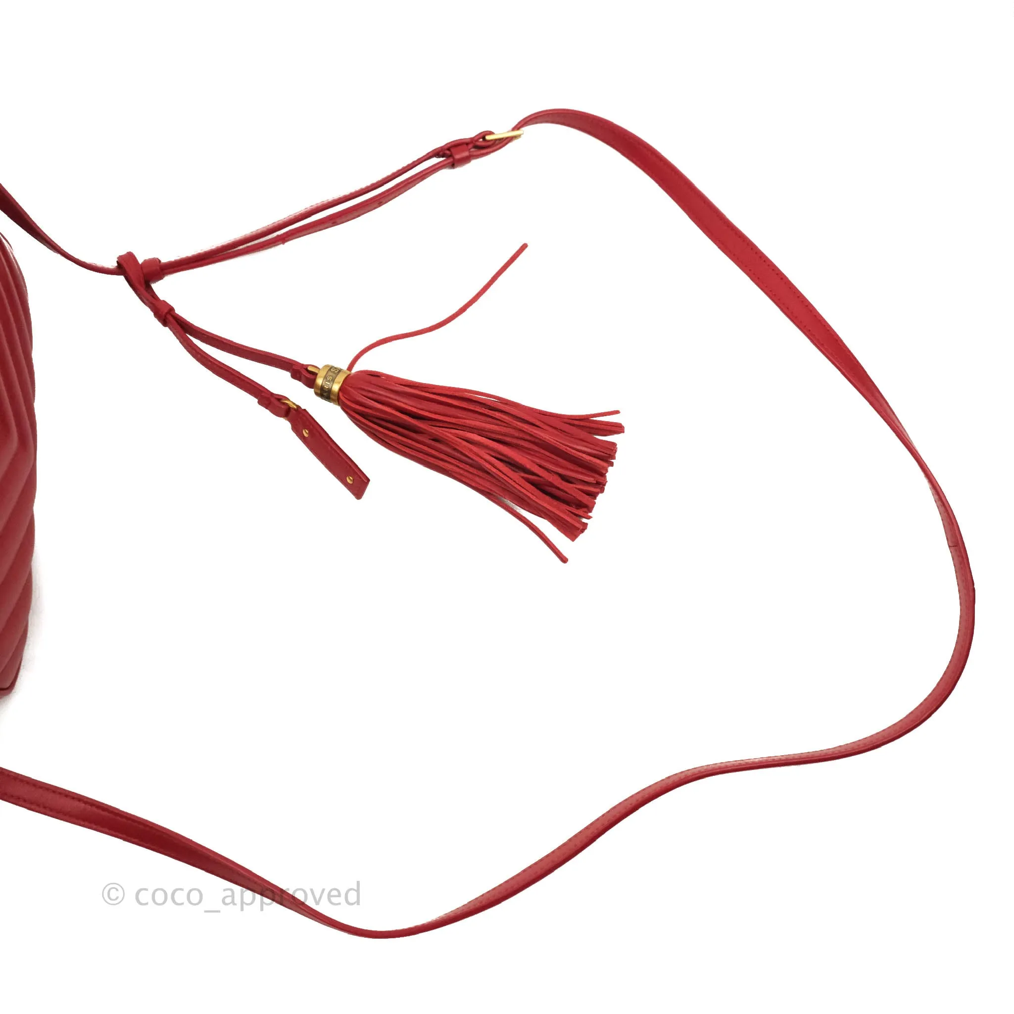 Saint Laurent Lou Quilted Camera Bag Red Calfskin Gold Hardware