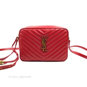 Saint Laurent Lou Quilted Camera Bag Red Calfskin Gold Hardware