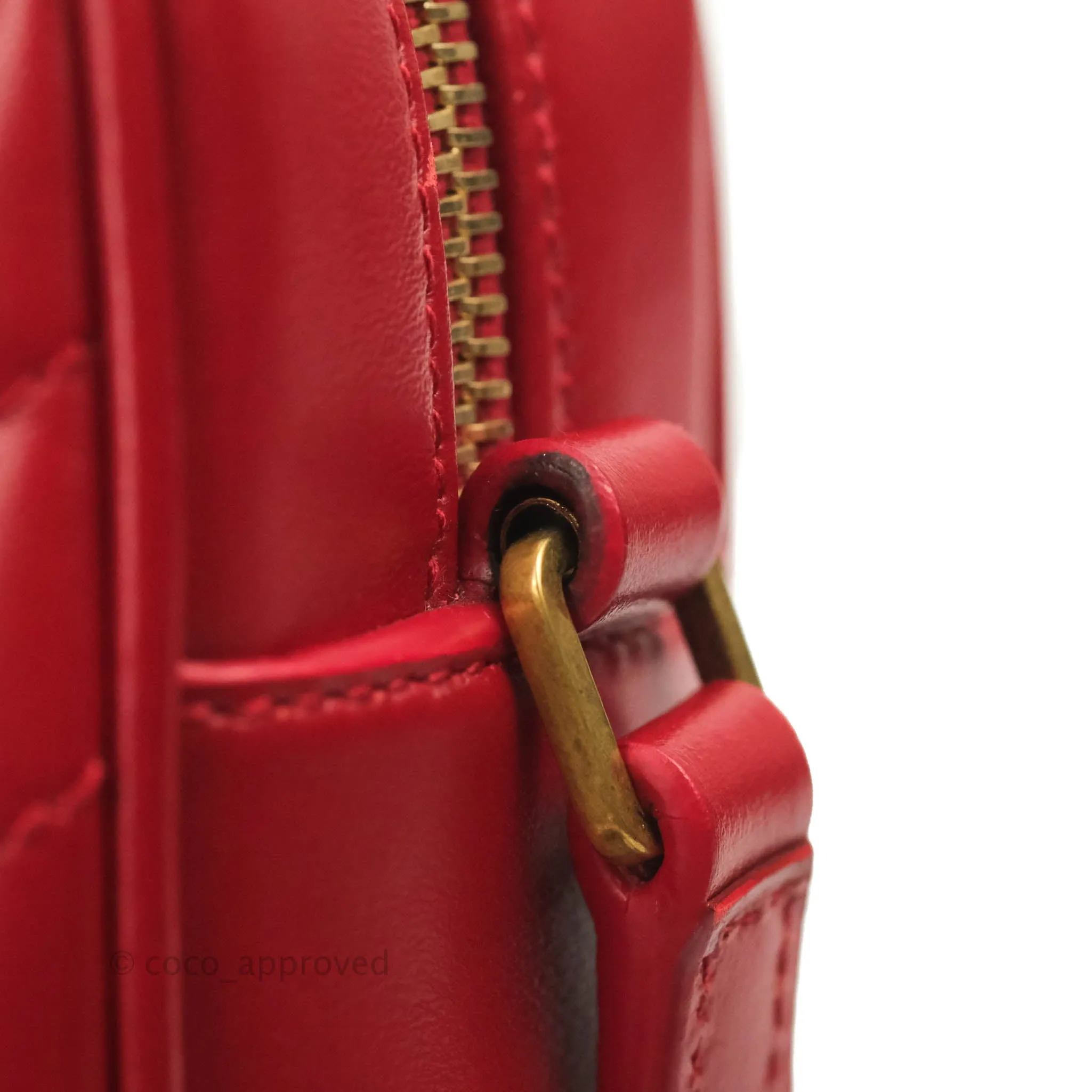 Saint Laurent Lou Quilted Camera Bag Red Calfskin Gold Hardware