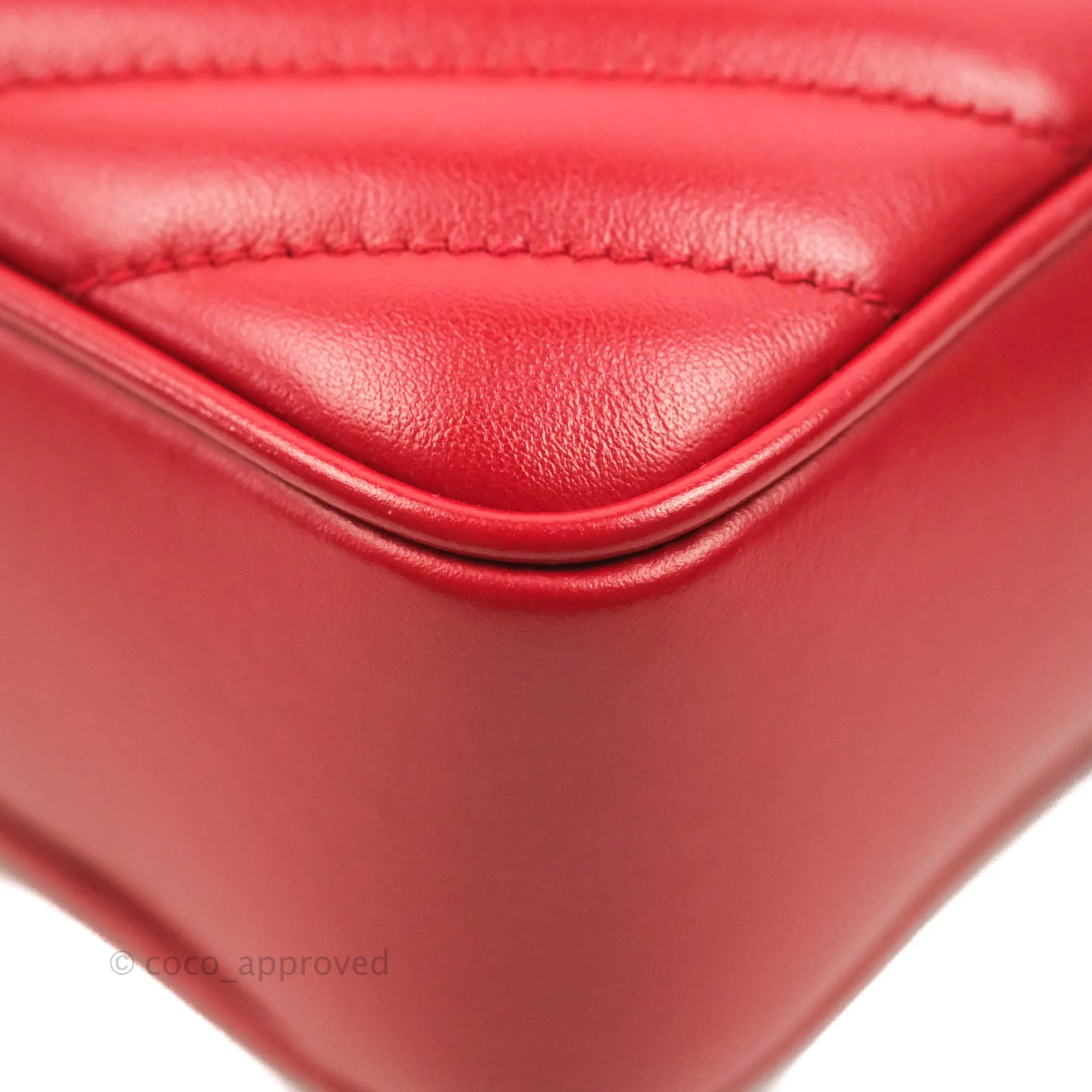 Saint Laurent Lou Quilted Camera Bag Red Calfskin Gold Hardware