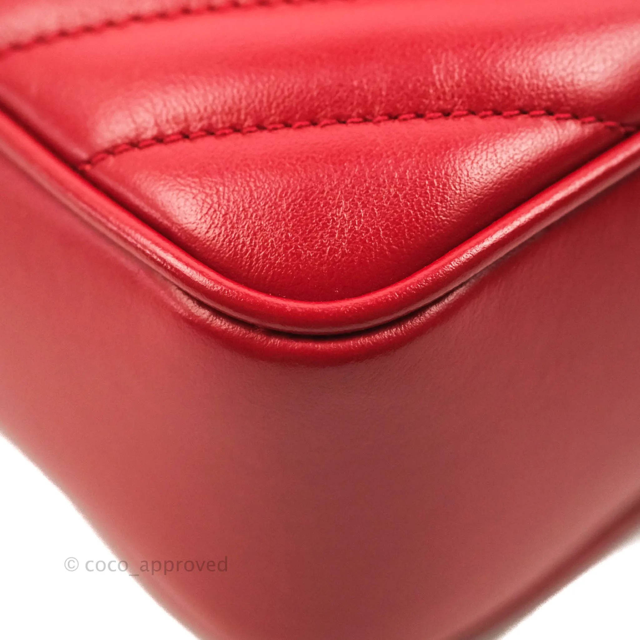 Saint Laurent Lou Quilted Camera Bag Red Calfskin Gold Hardware