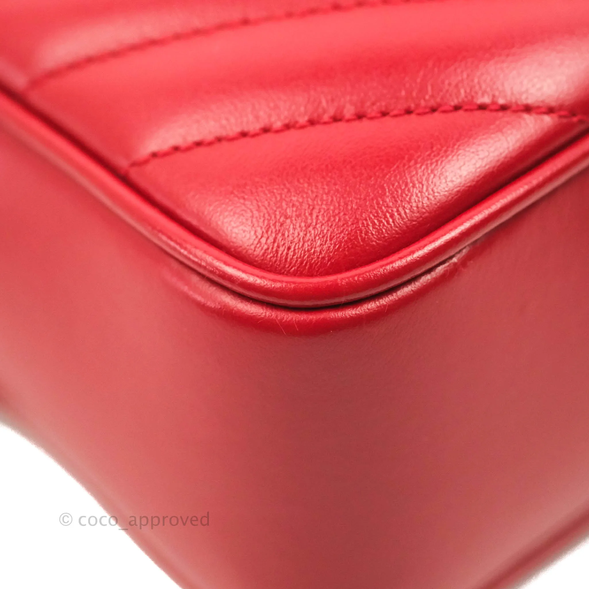 Saint Laurent Lou Quilted Camera Bag Red Calfskin Gold Hardware