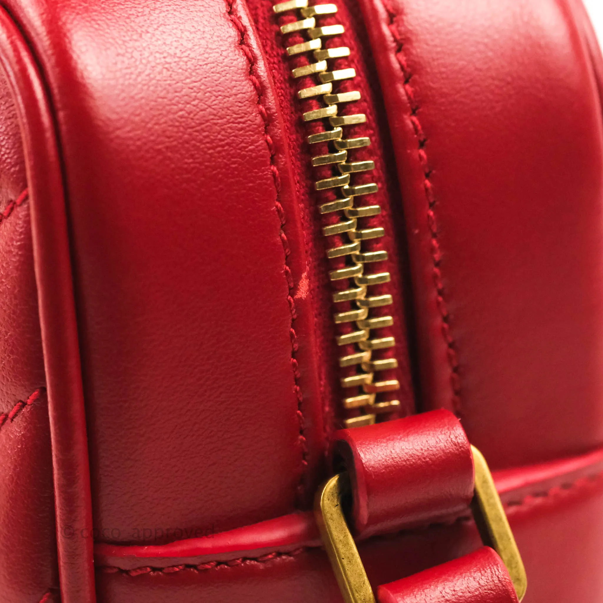Saint Laurent Lou Quilted Camera Bag Red Calfskin Gold Hardware