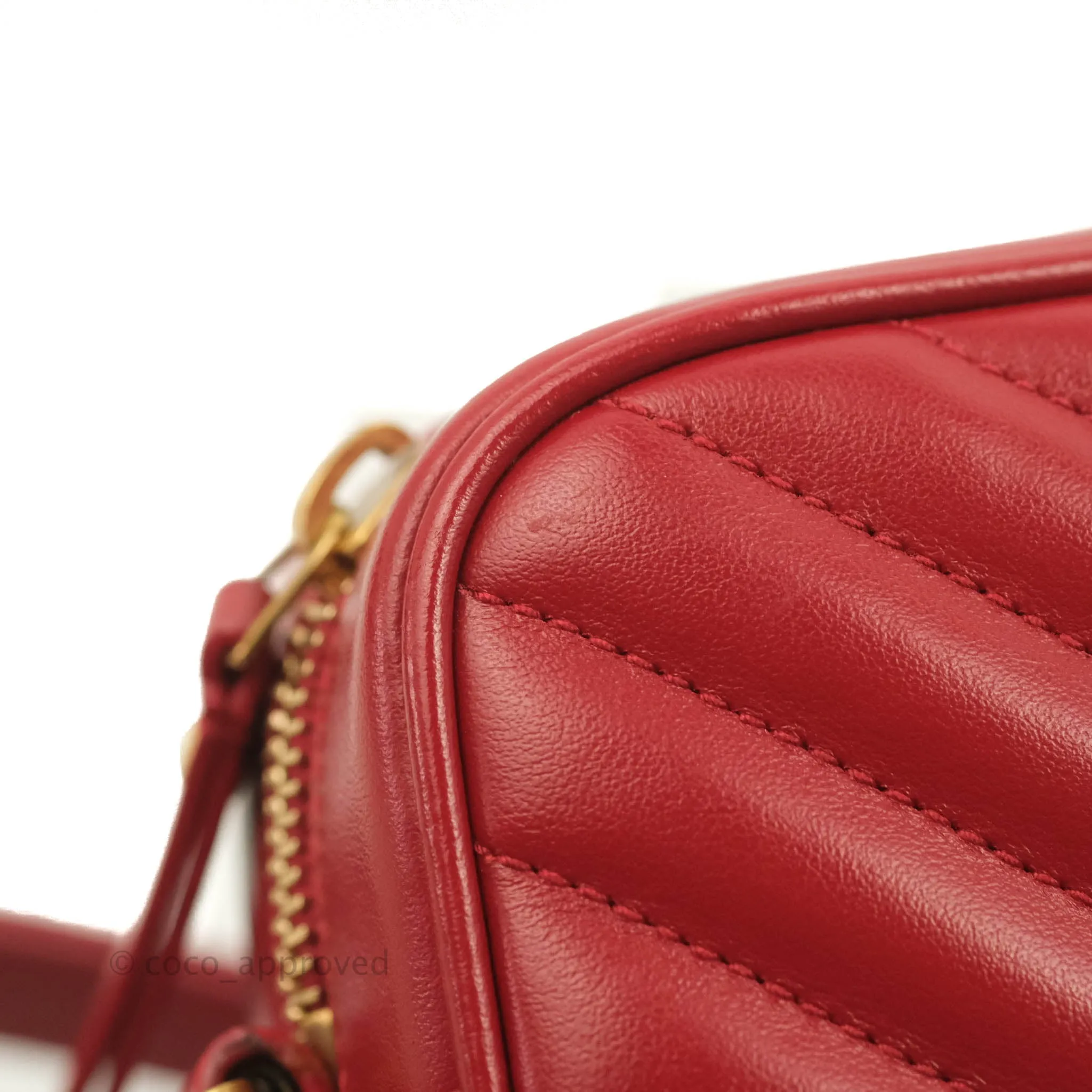 Saint Laurent Lou Quilted Camera Bag Red Calfskin Gold Hardware