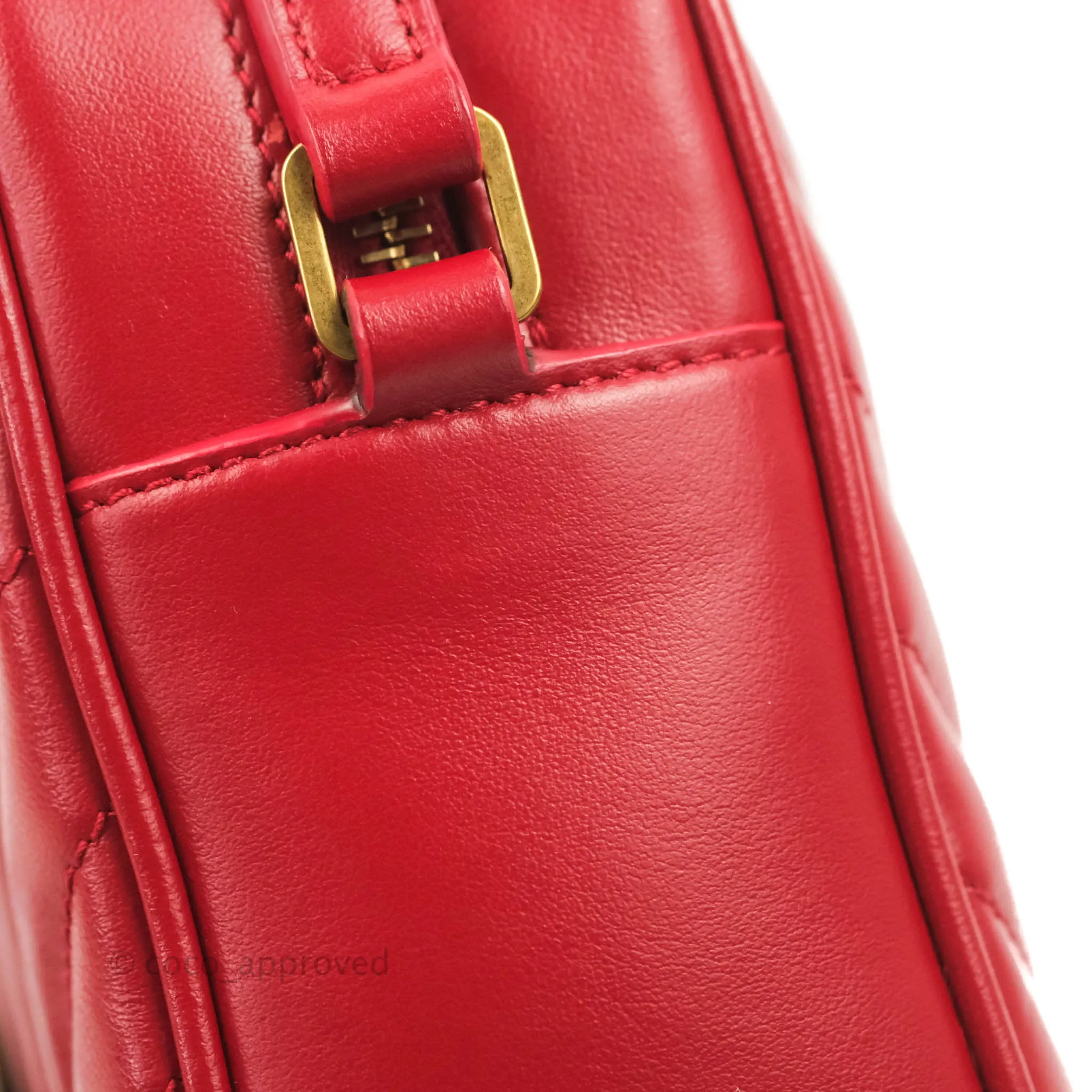 Saint Laurent Lou Quilted Camera Bag Red Calfskin Gold Hardware