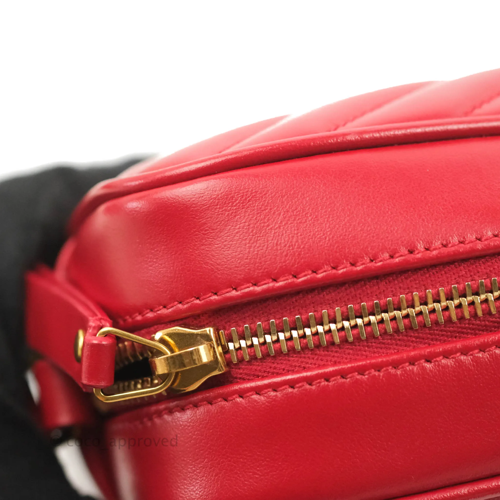 Saint Laurent Lou Quilted Camera Bag Red Calfskin Gold Hardware