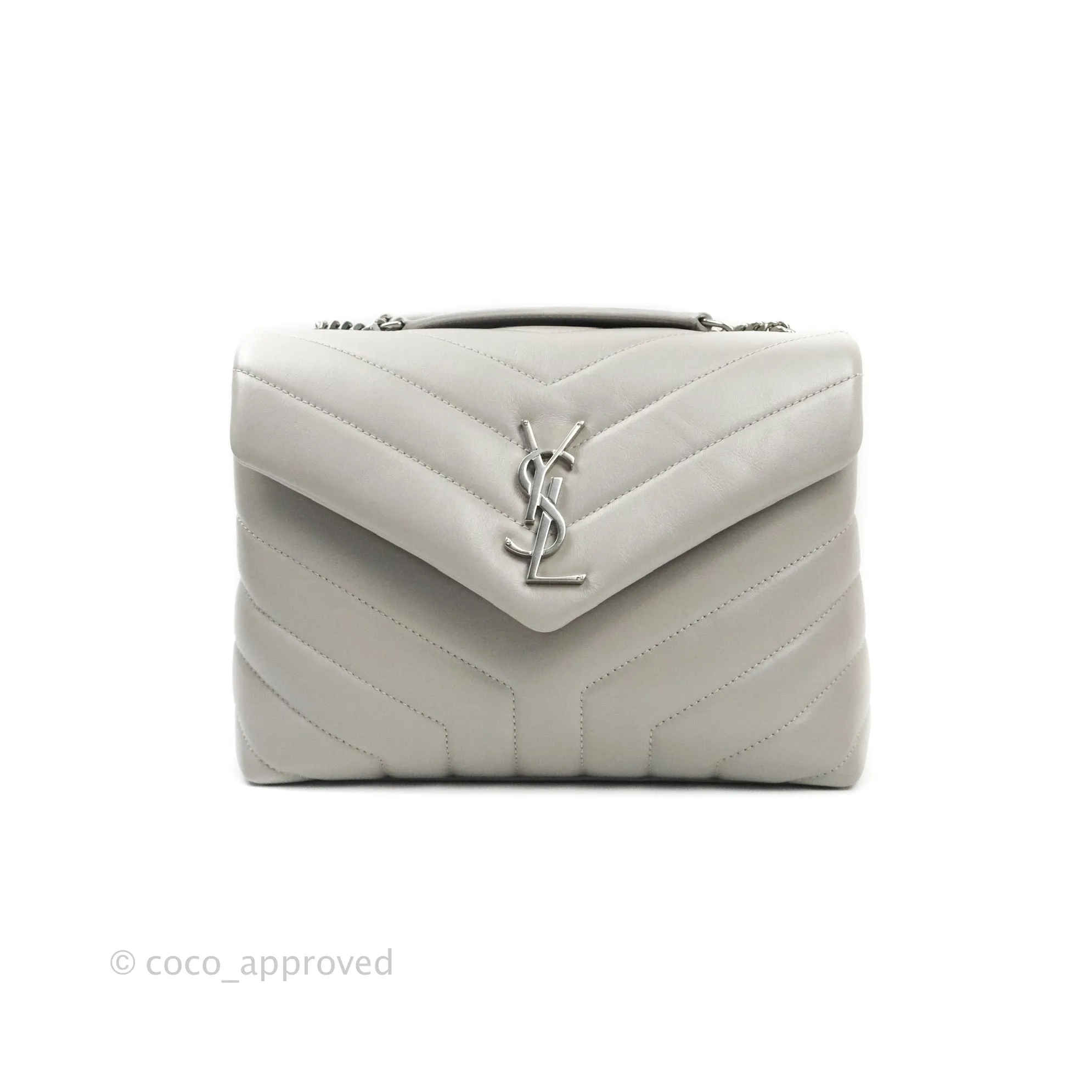 Saint Laurent Loulou Small Bag Light Grey Silver Hardware