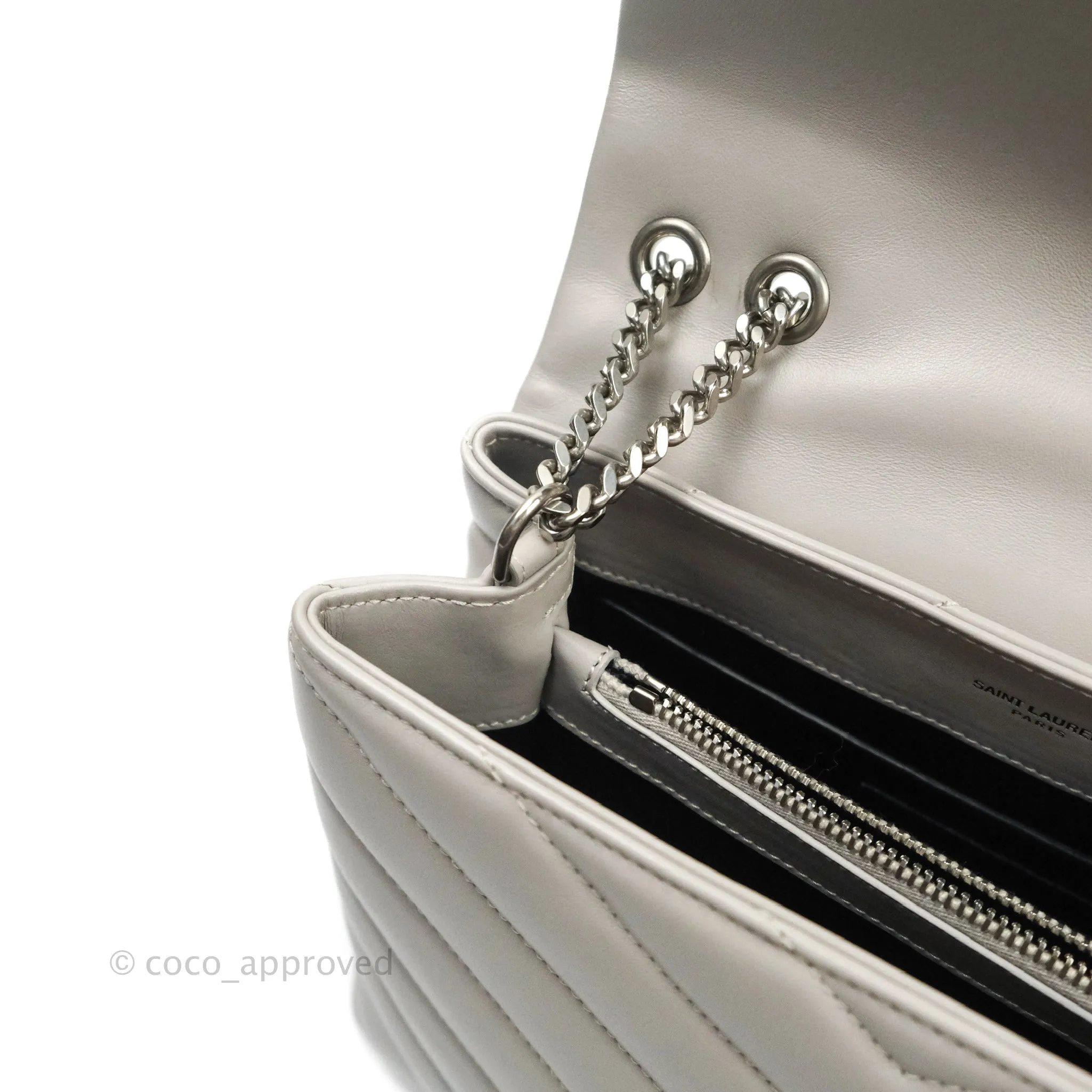Saint Laurent Loulou Small Bag Light Grey Silver Hardware