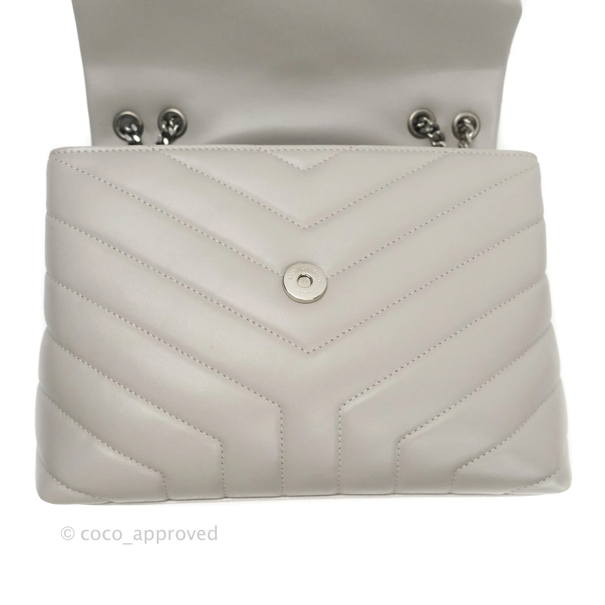 Saint Laurent Loulou Small Bag Light Grey Silver Hardware