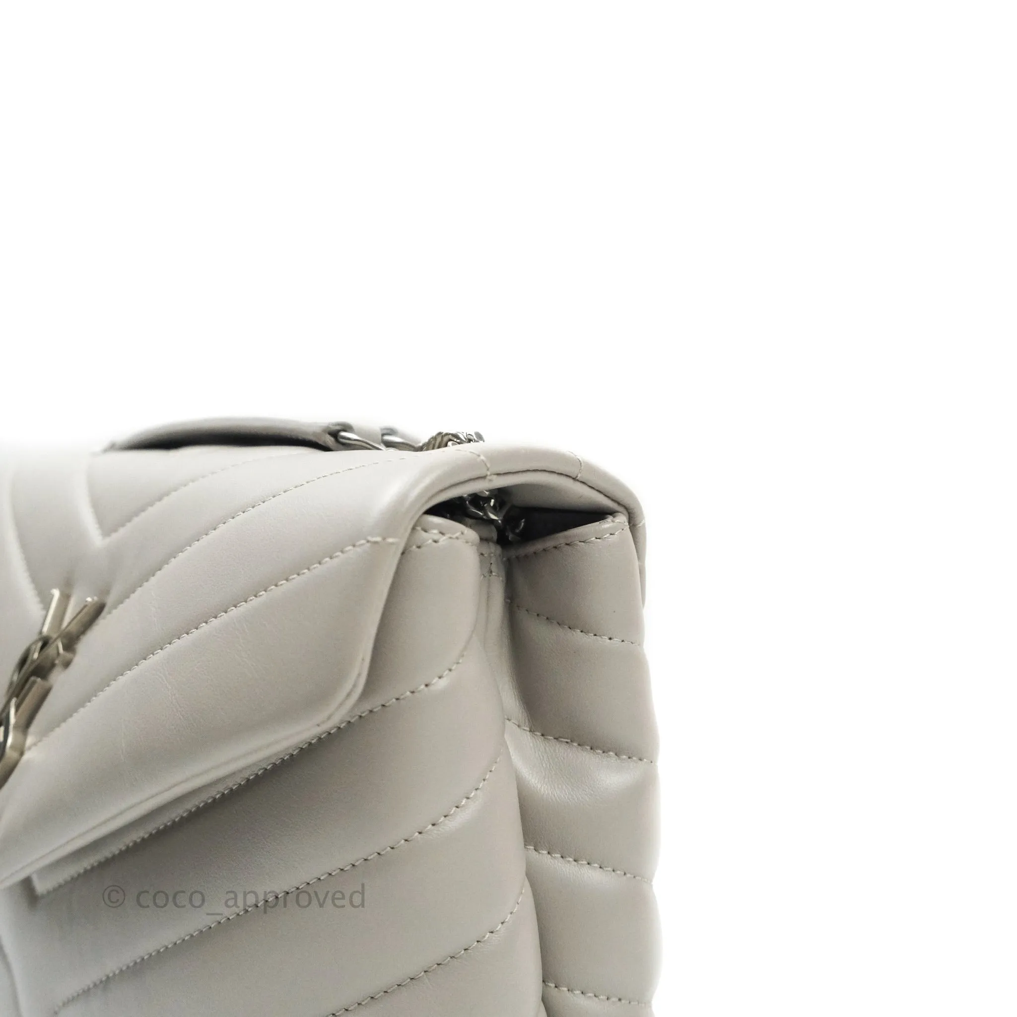 Saint Laurent Loulou Small Bag Light Grey Silver Hardware