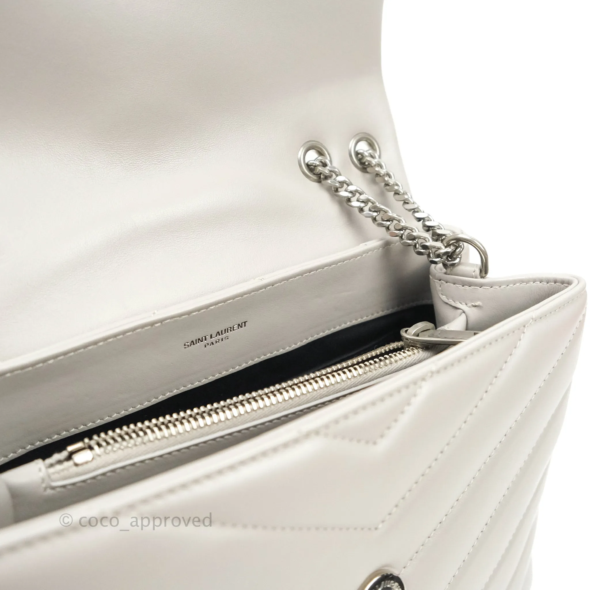 Saint Laurent Loulou Small Bag Light Grey Silver Hardware