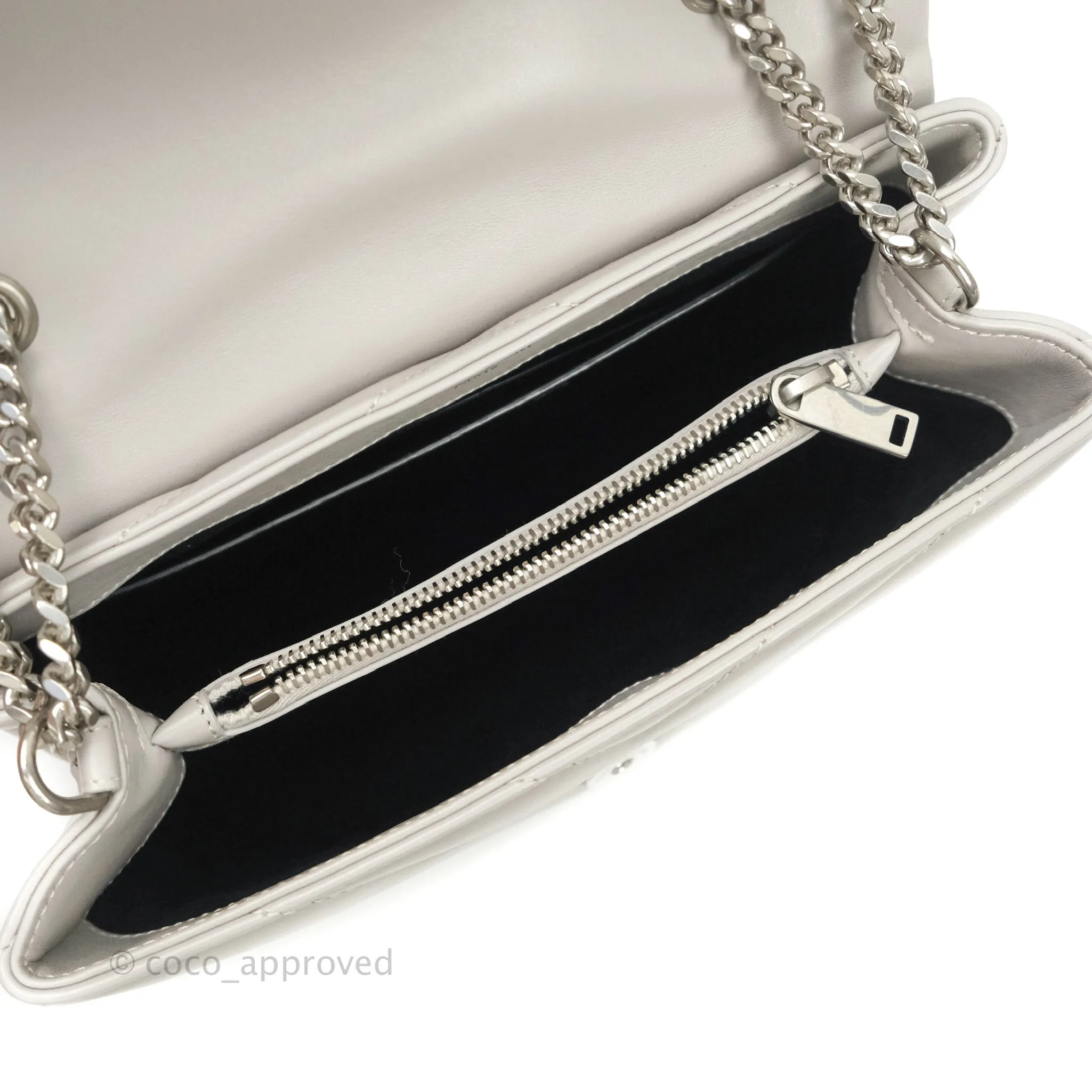 Saint Laurent Loulou Small Bag Light Grey Silver Hardware