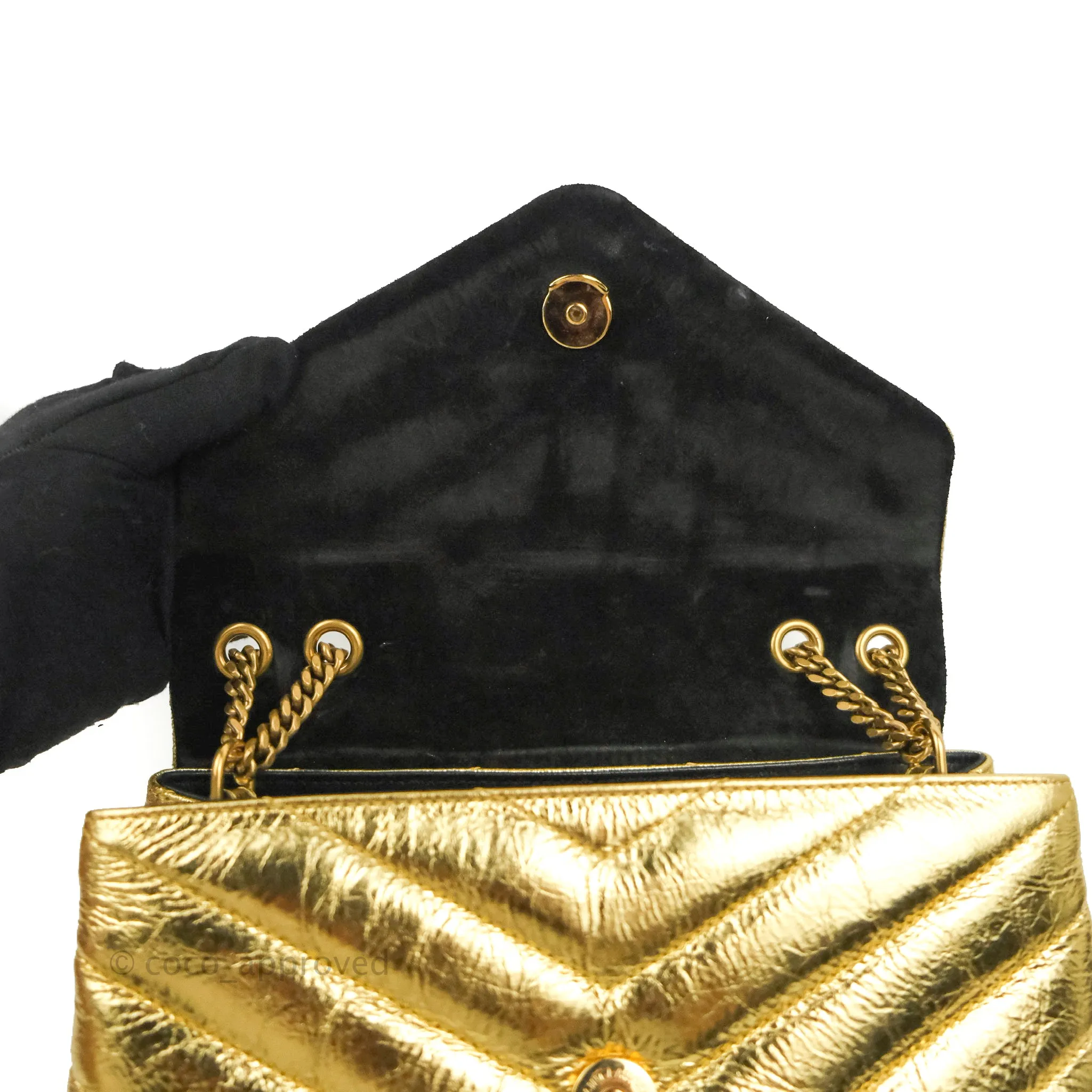 Saint Laurent Loulou Small Bag Metallic Gold Gold Hardware