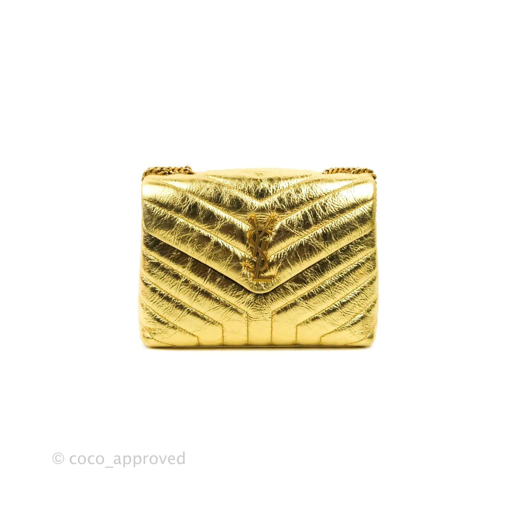 Saint Laurent Loulou Small Bag Metallic Gold Gold Hardware
