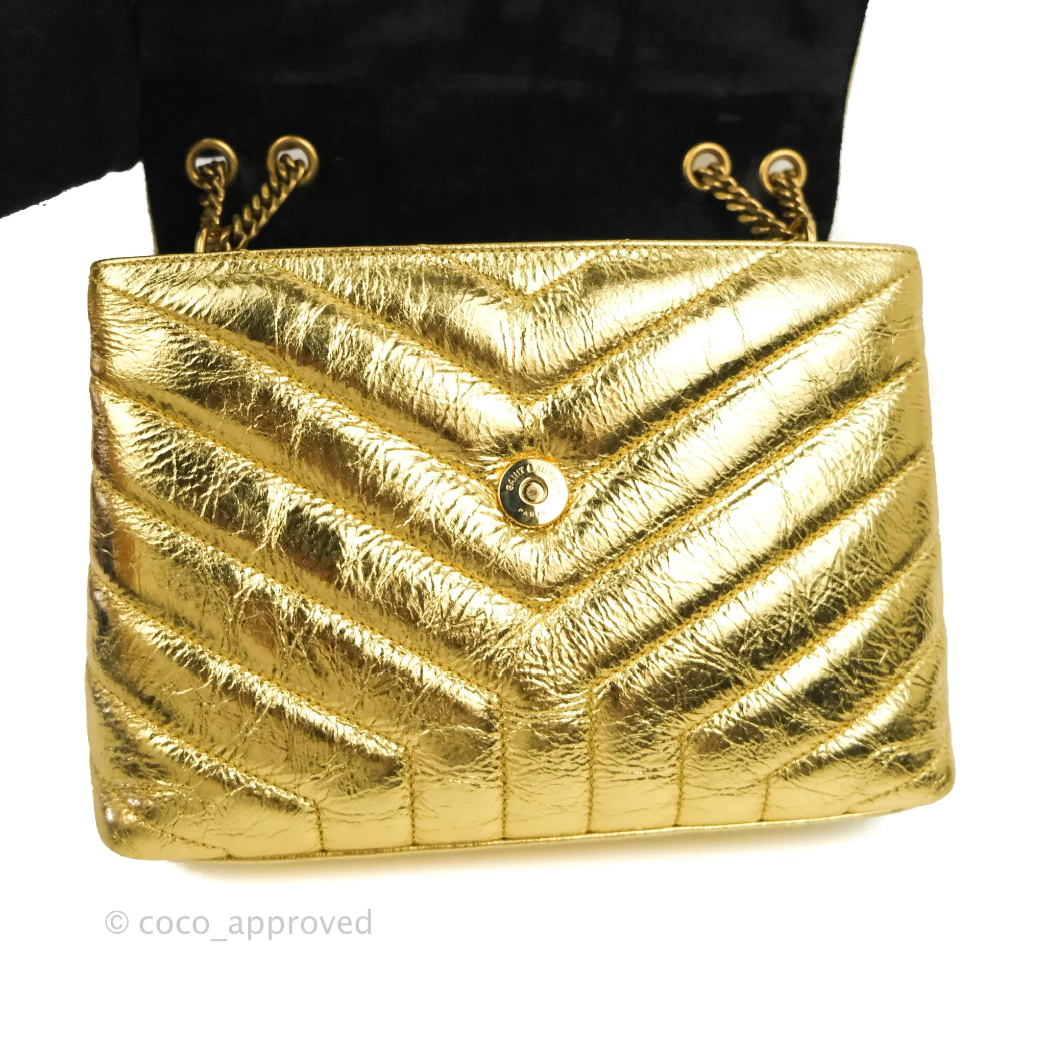 Saint Laurent Loulou Small Bag Metallic Gold Gold Hardware