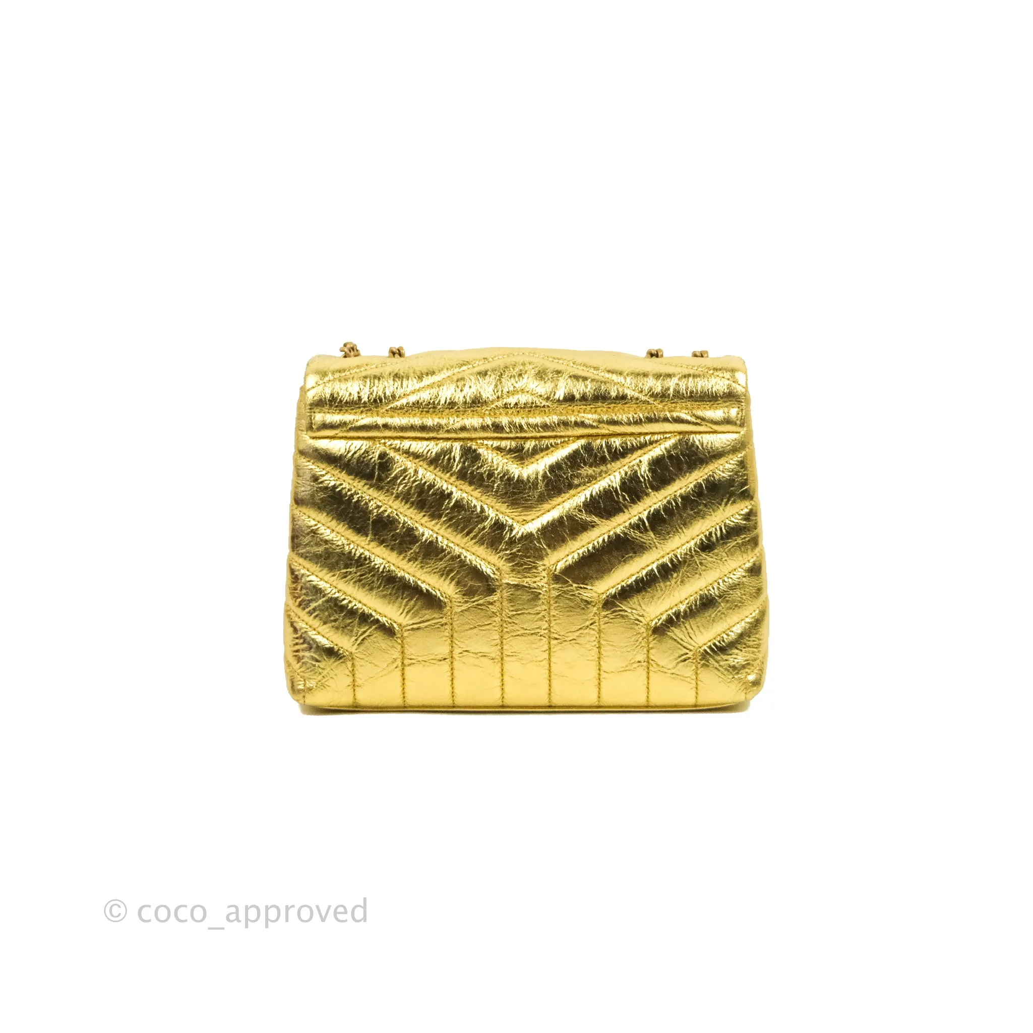 Saint Laurent Loulou Small Bag Metallic Gold Gold Hardware