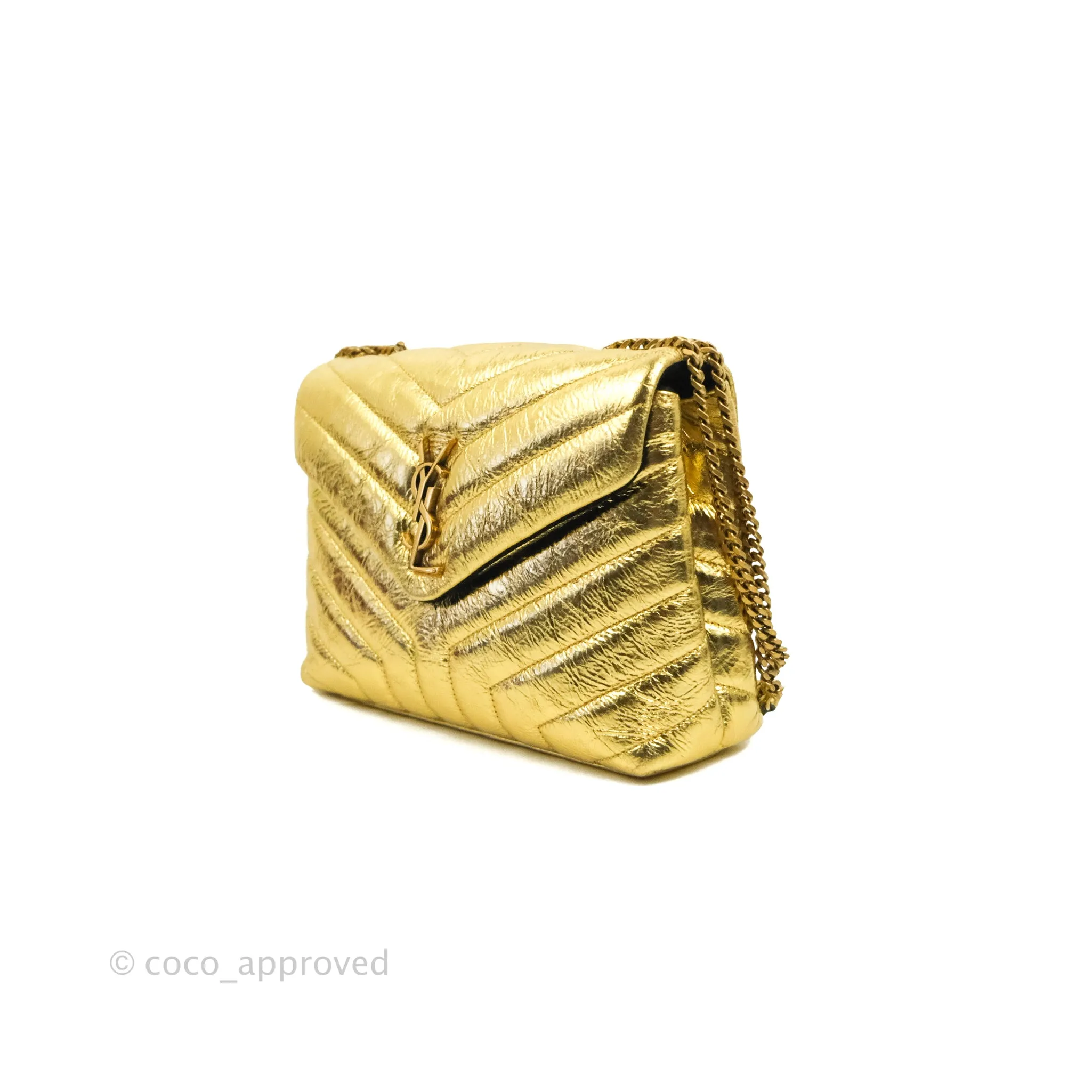 Saint Laurent Loulou Small Bag Metallic Gold Gold Hardware