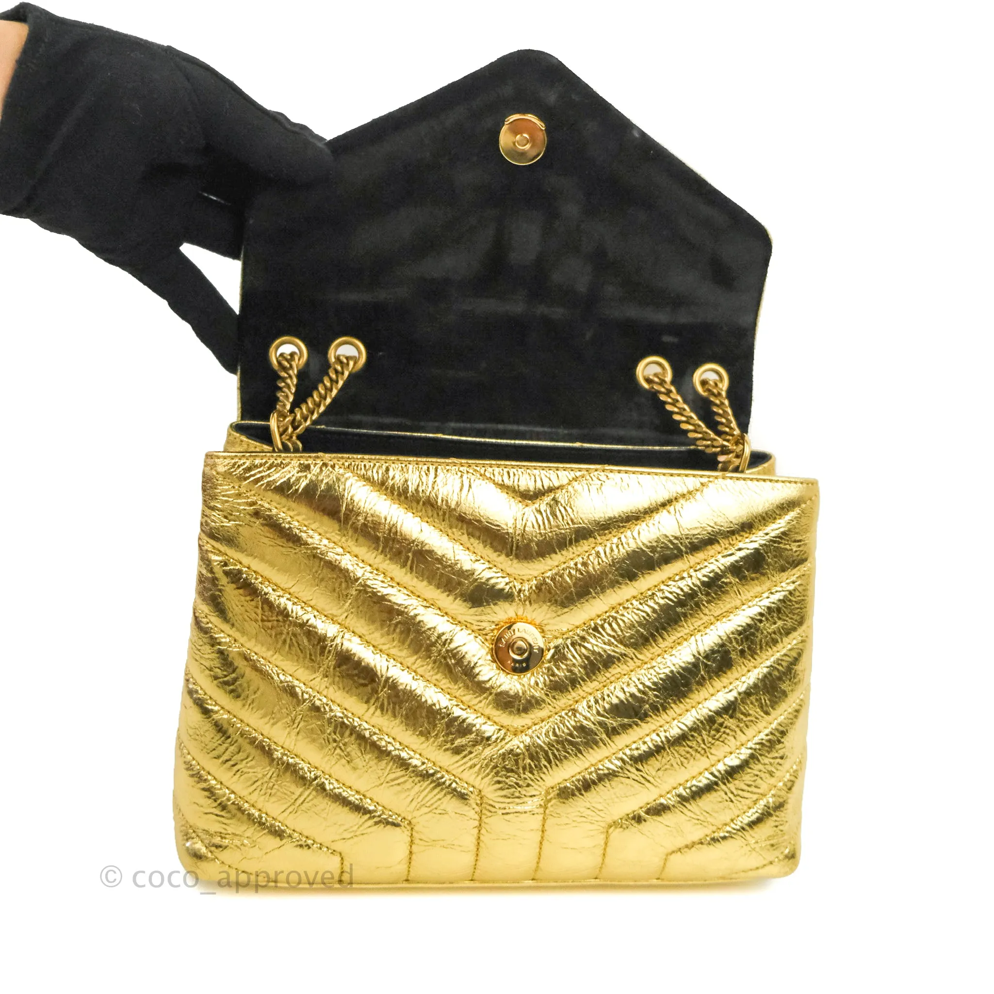 Saint Laurent Loulou Small Bag Metallic Gold Gold Hardware