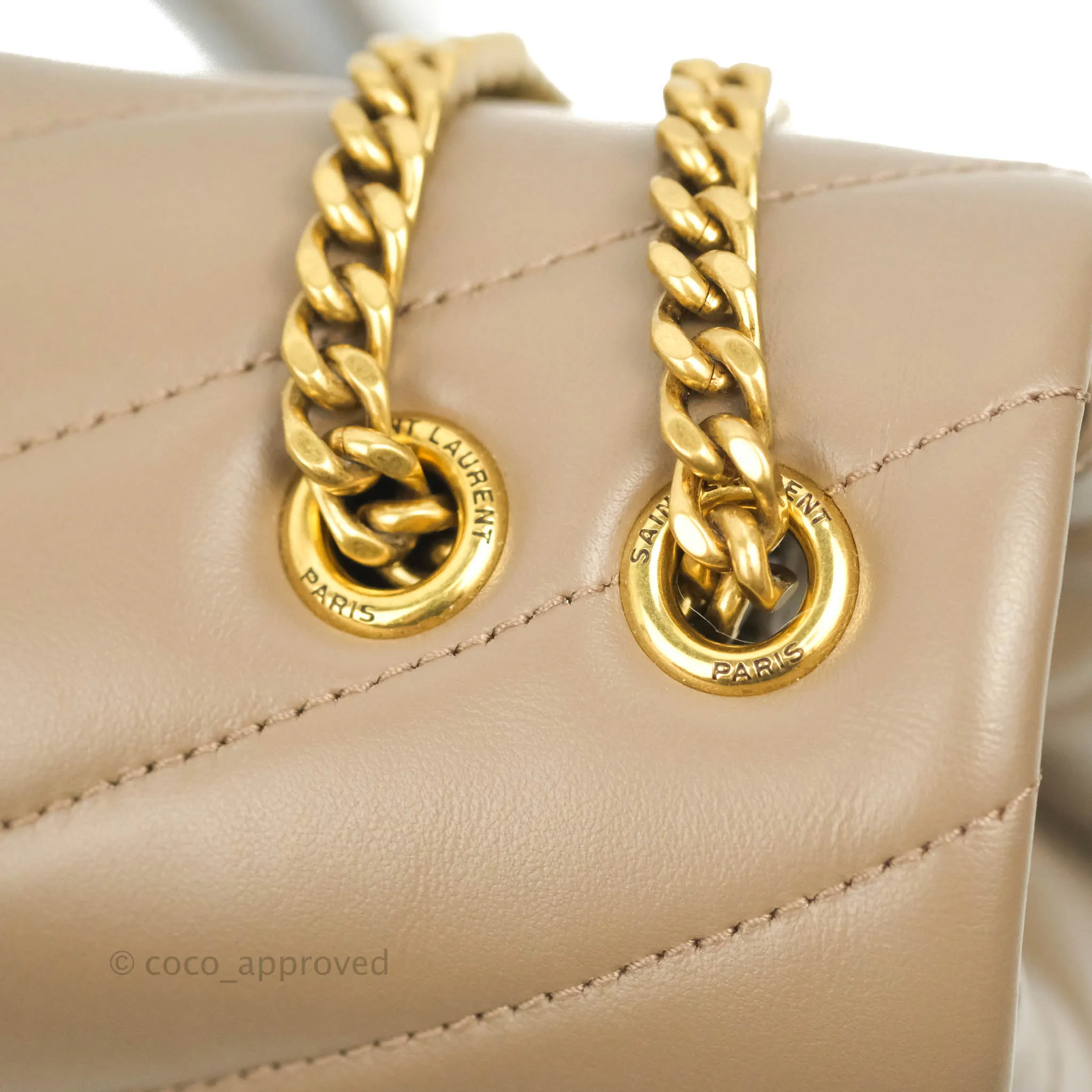 Saint Laurent Loulou Small Bag Taupe Gold Hardware