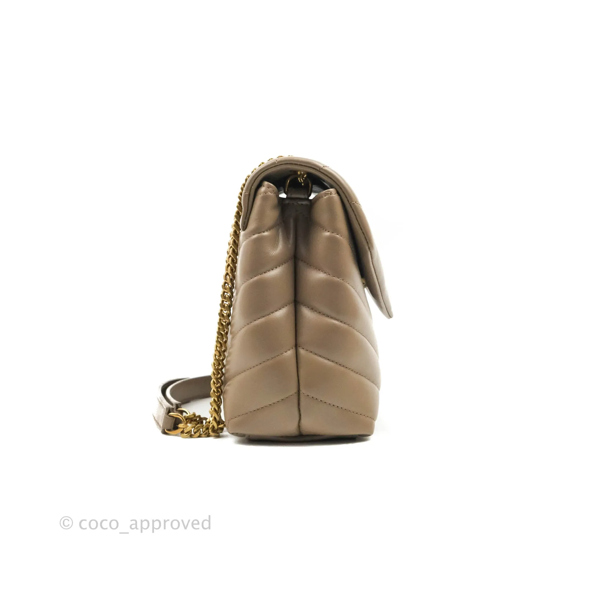 Saint Laurent Loulou Small Bag Taupe Gold Hardware