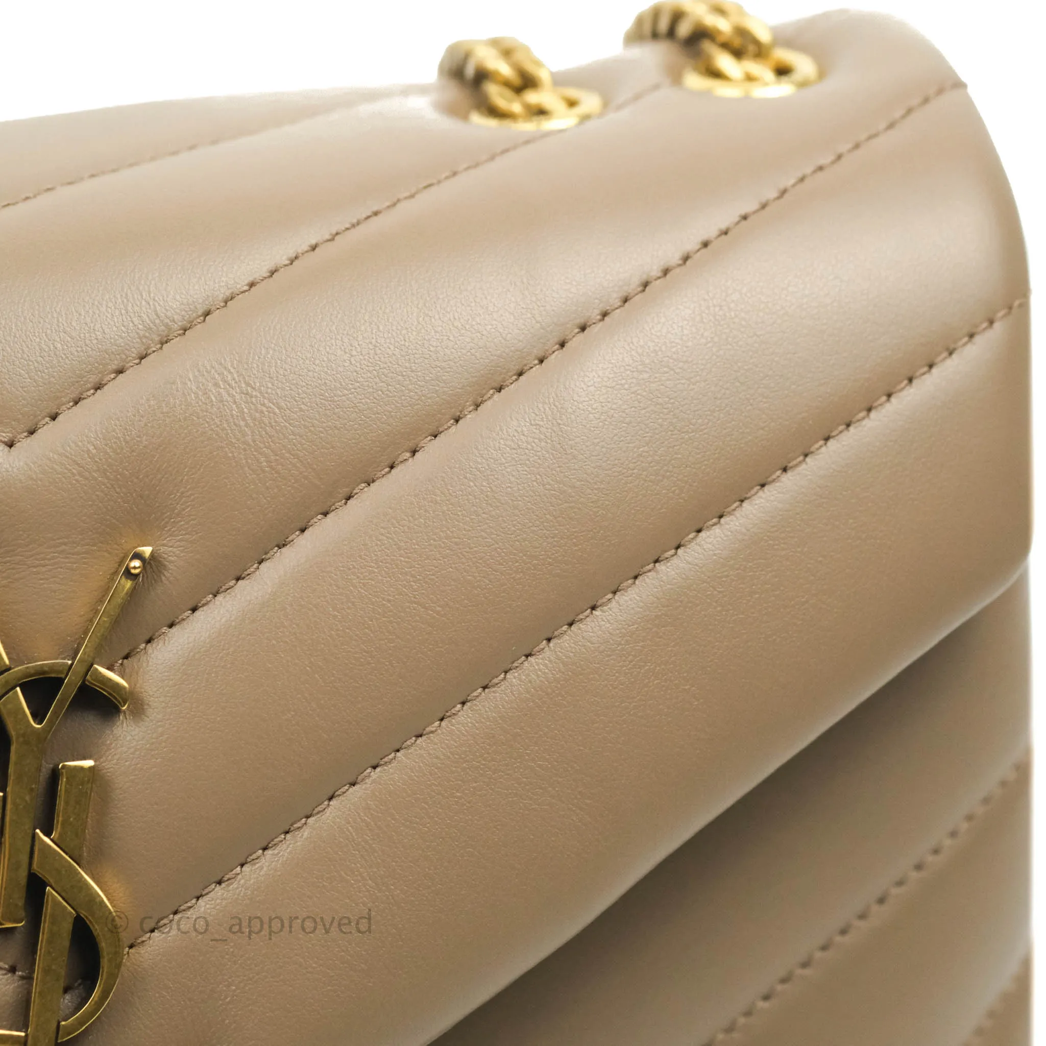 Saint Laurent Loulou Small Bag Taupe Gold Hardware