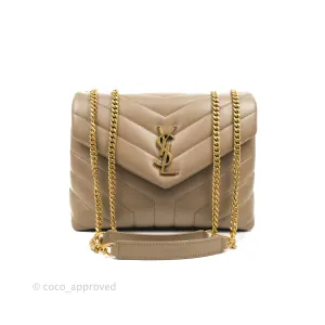 Saint Laurent Loulou Small Bag Taupe Gold Hardware