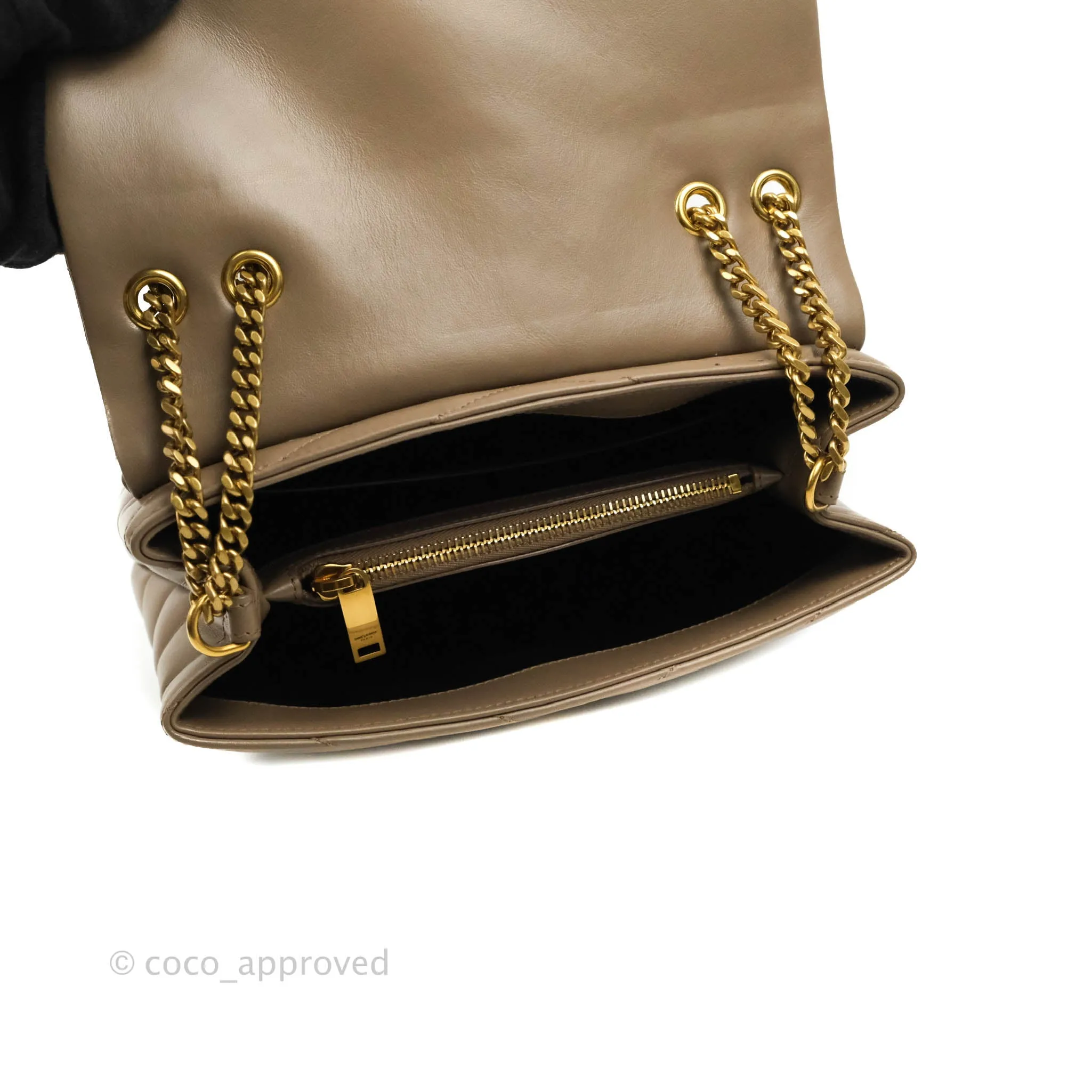Saint Laurent Loulou Small Bag Taupe Gold Hardware