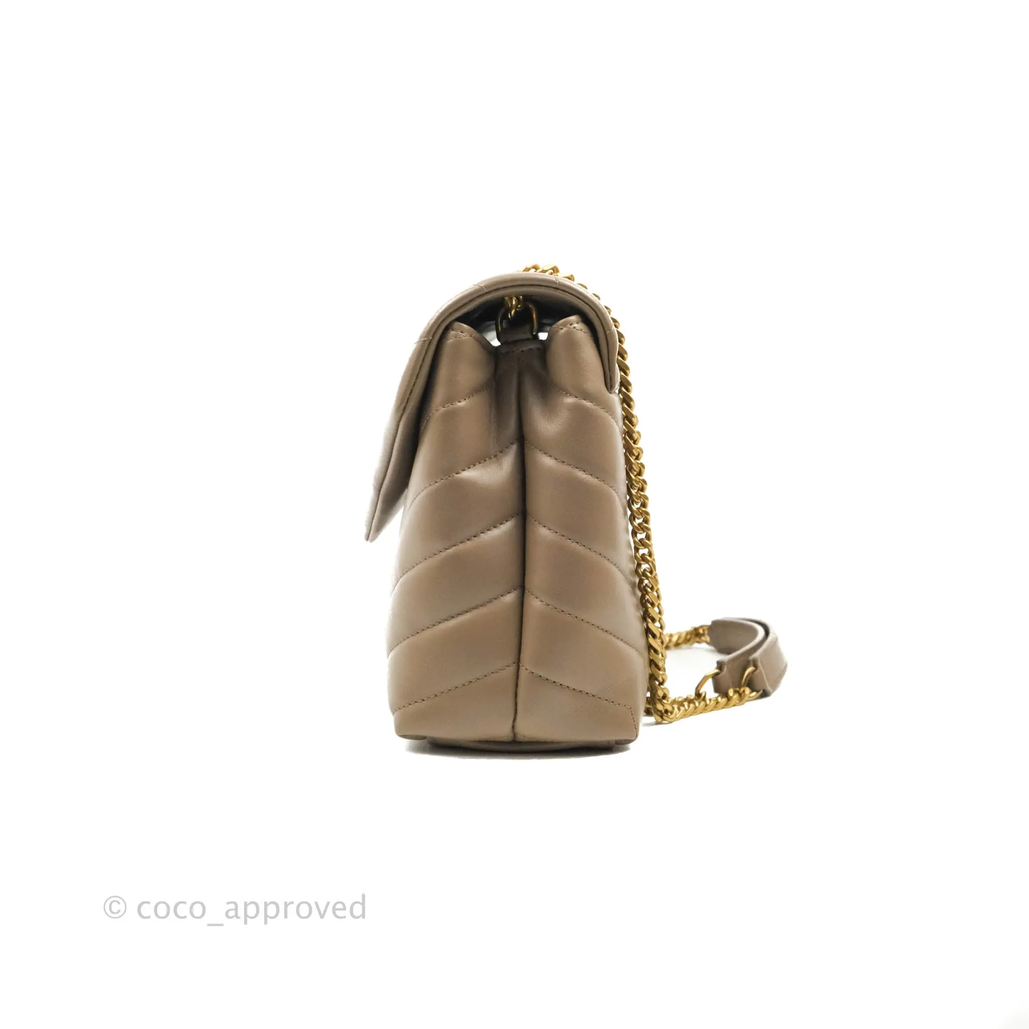 Saint Laurent Loulou Small Bag Taupe Gold Hardware