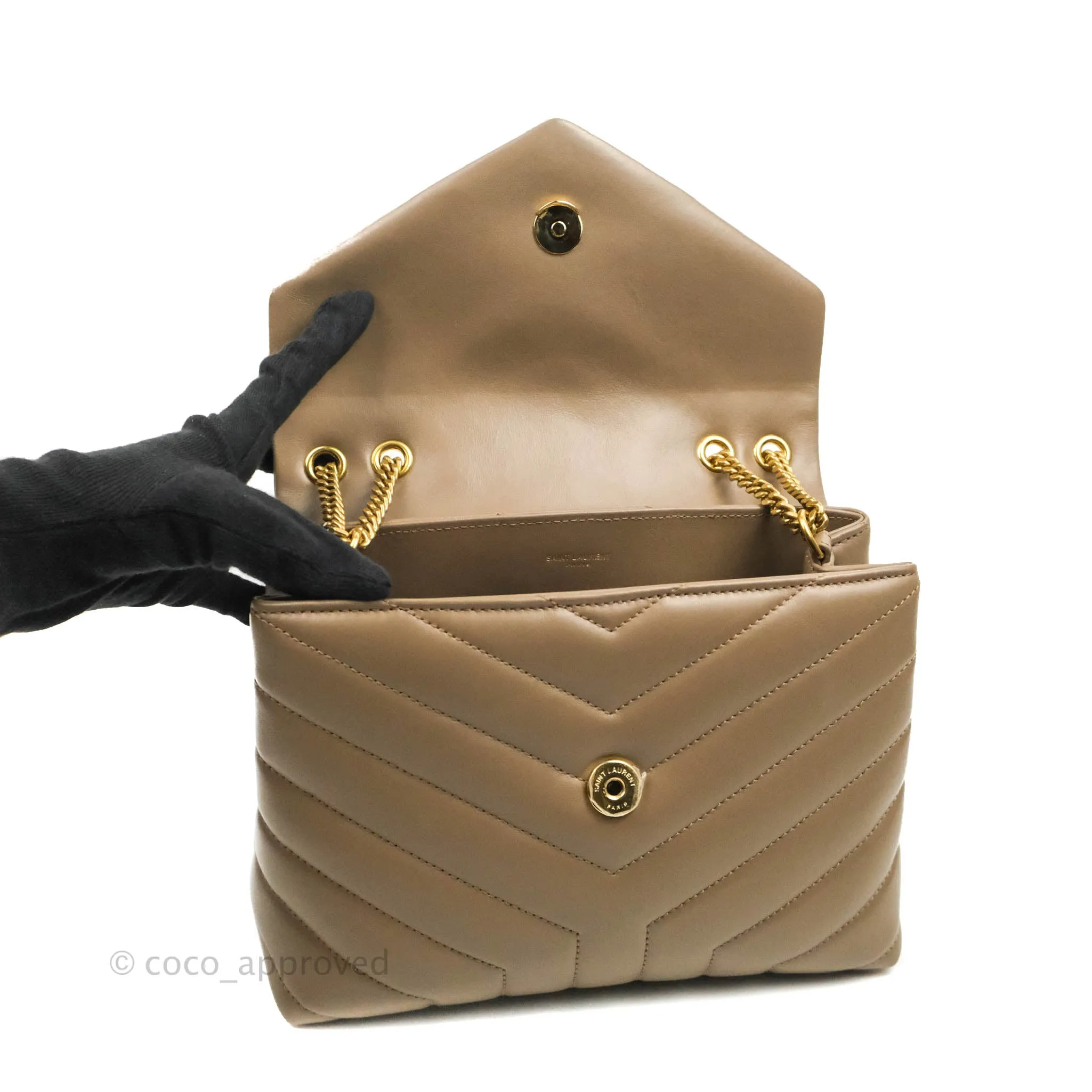 Saint Laurent Loulou Small Bag Taupe Gold Hardware