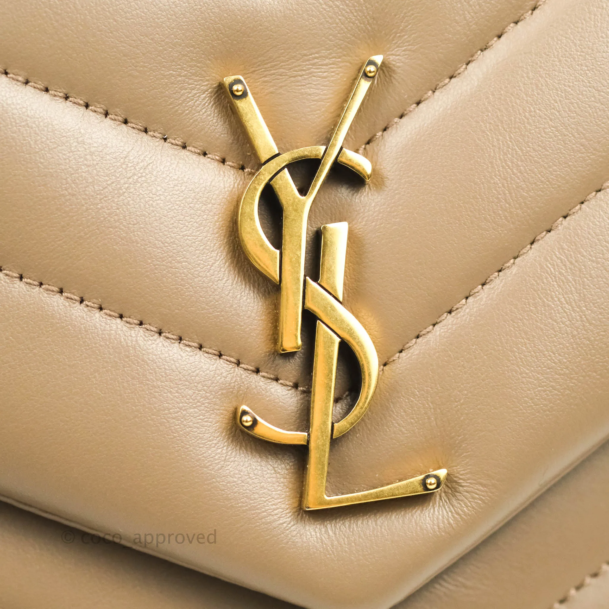 Saint Laurent Loulou Small Bag Taupe Gold Hardware