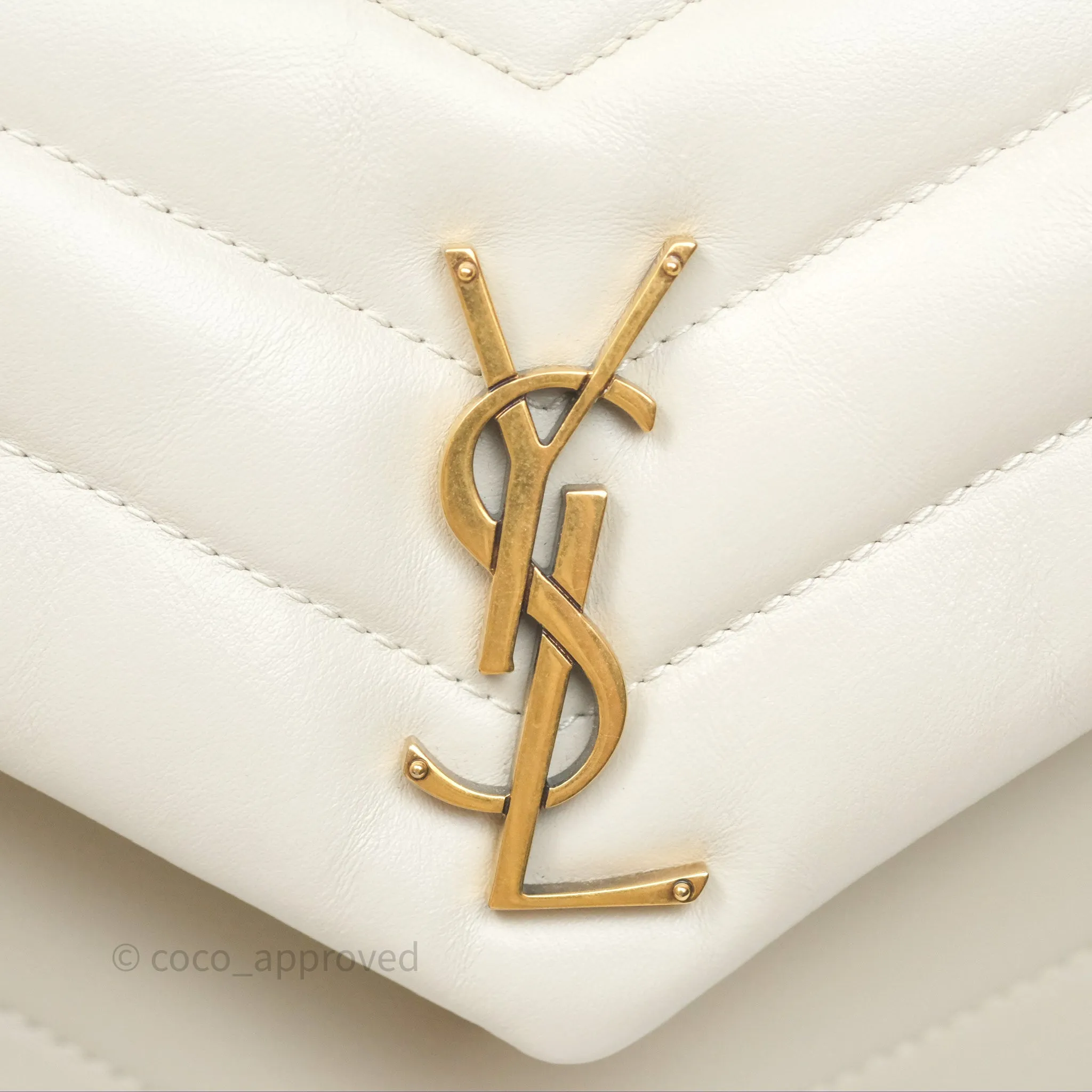 Saint Laurent Loulou Small Flap Bag Beige Calfskin Gold Hardware