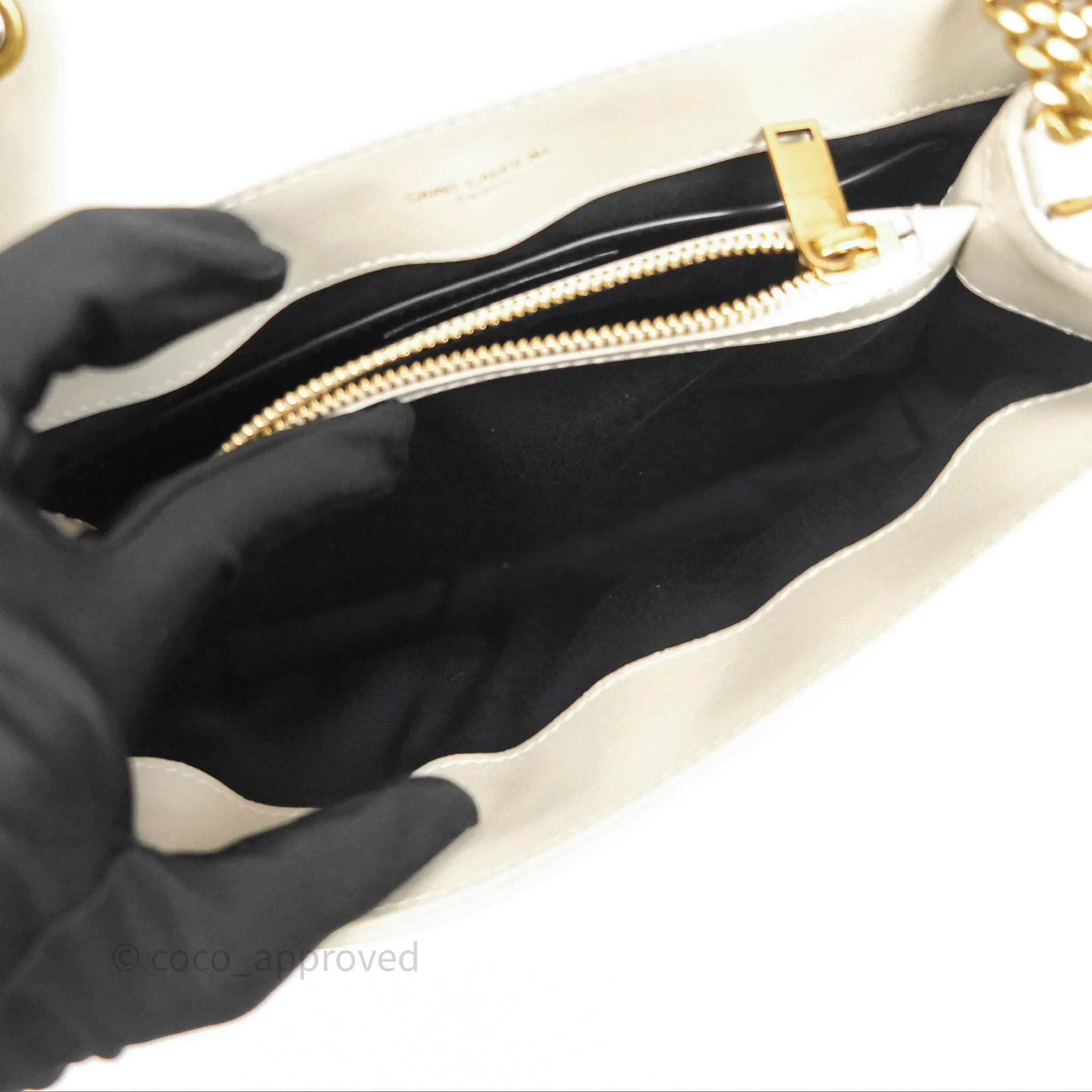 Saint Laurent Loulou Small Flap Bag Beige Calfskin Gold Hardware