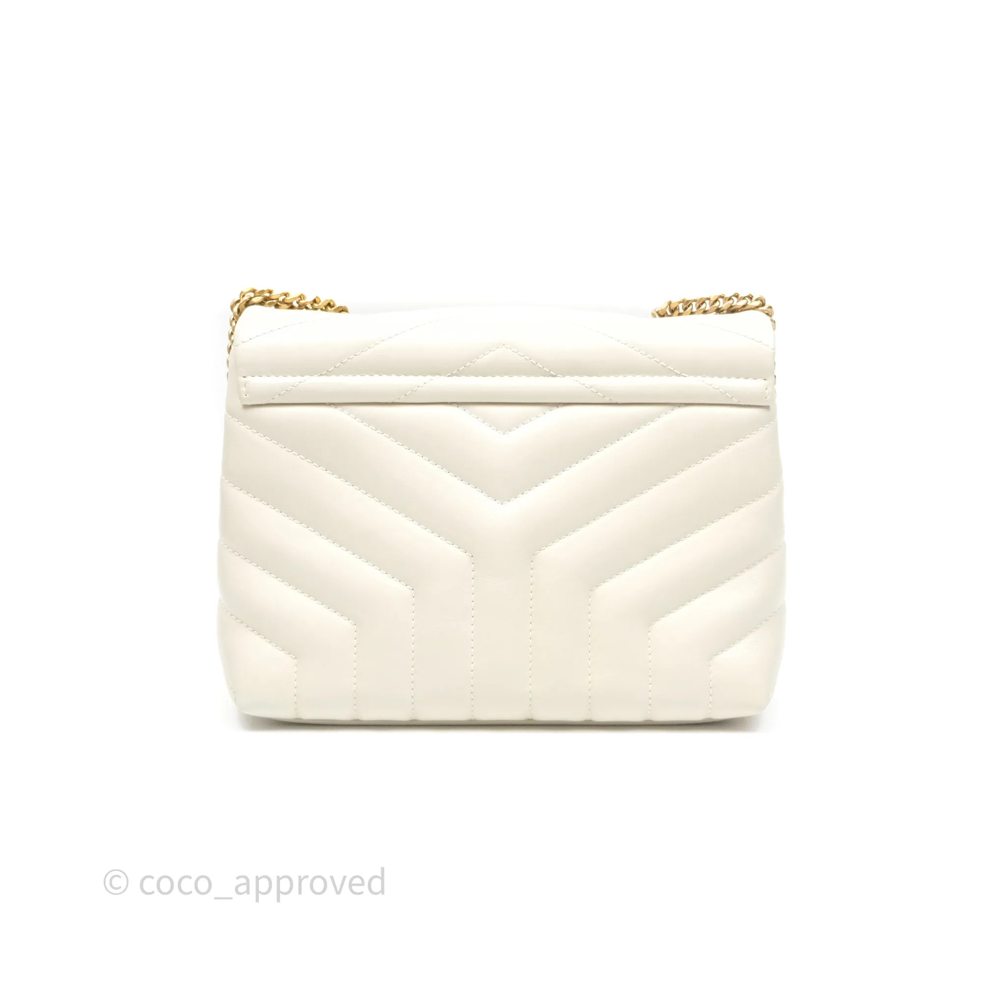 Saint Laurent Loulou Small Flap Bag Beige Calfskin Gold Hardware
