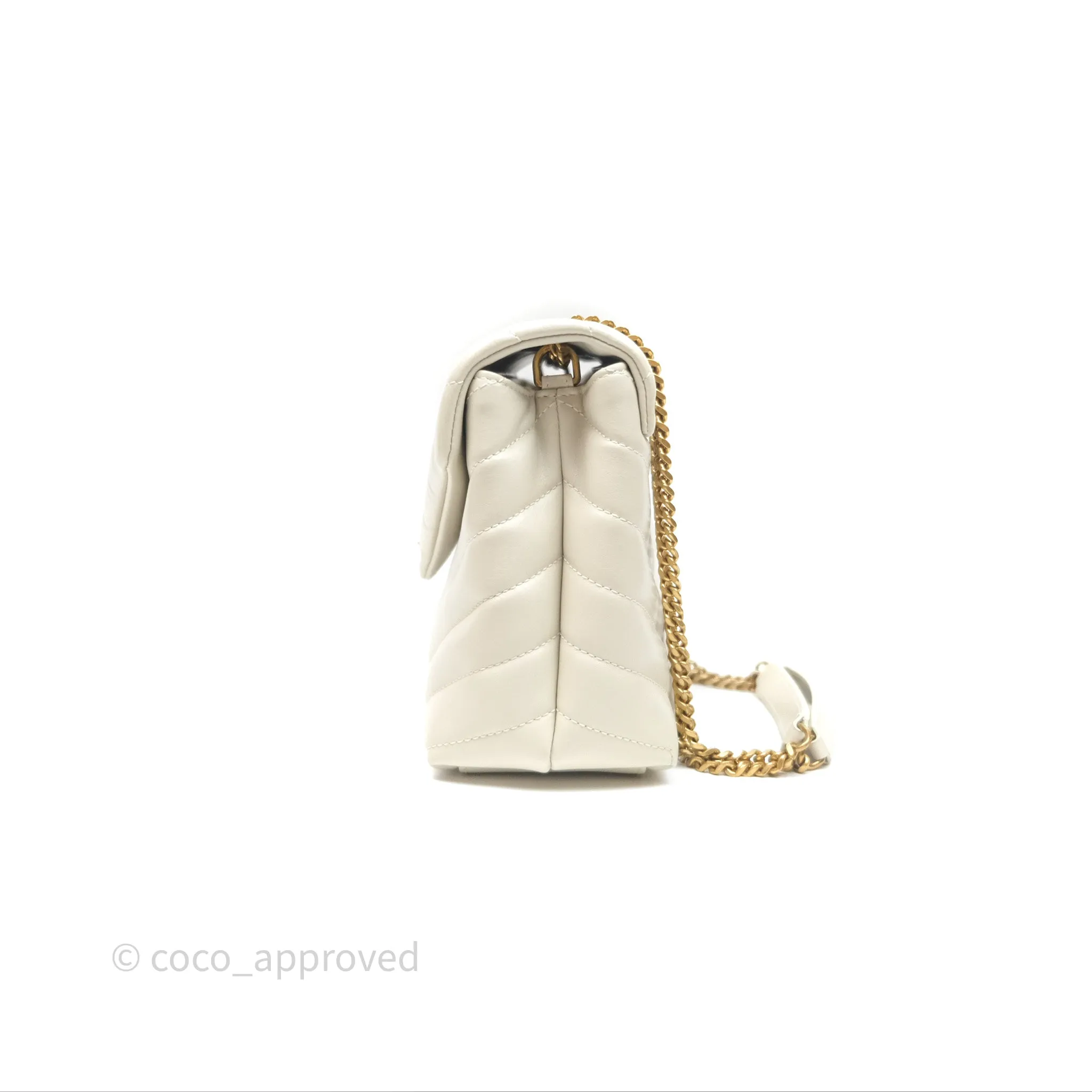 Saint Laurent Loulou Small Flap Bag Beige Calfskin Gold Hardware