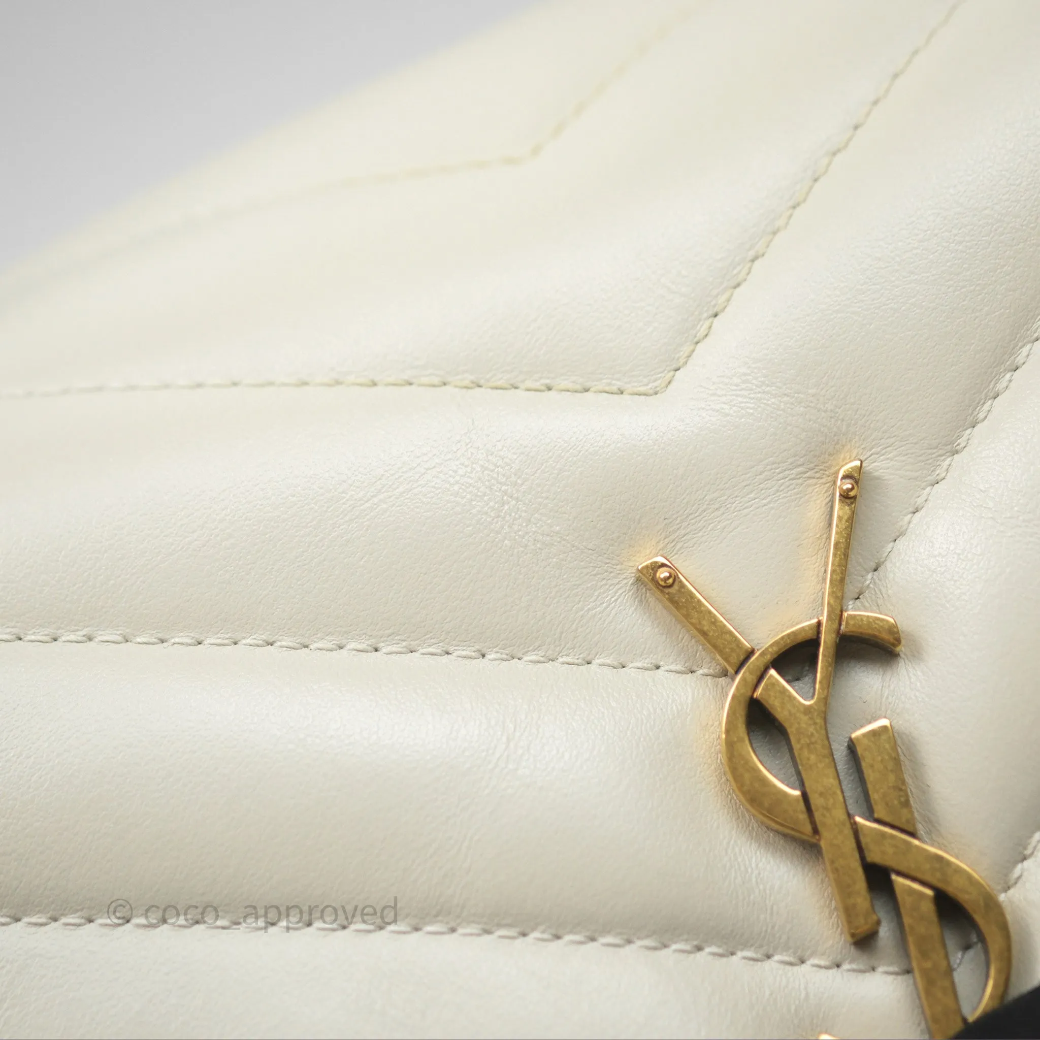Saint Laurent Loulou Small Flap Bag Beige Calfskin Gold Hardware