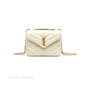 Saint Laurent Loulou Small Flap Bag Beige Calfskin Gold Hardware